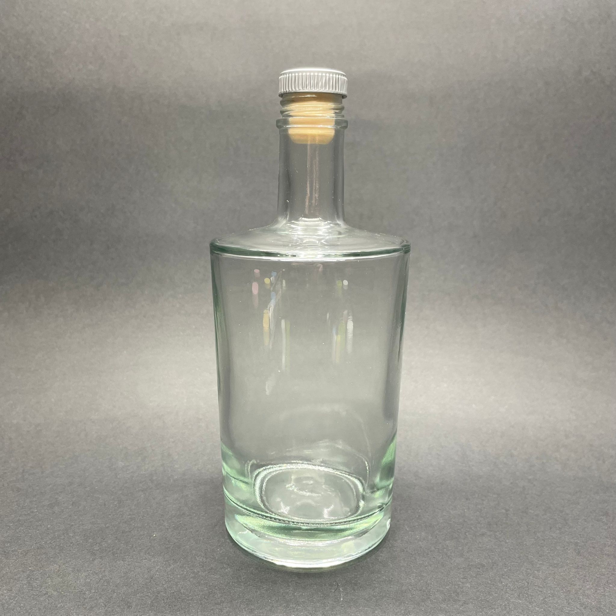 500 Cc Kalın Dipli Lüks Cam Şişe - Gri Mantar Tıpalı - 500 Ml Silindir Özel Cam Şişe
