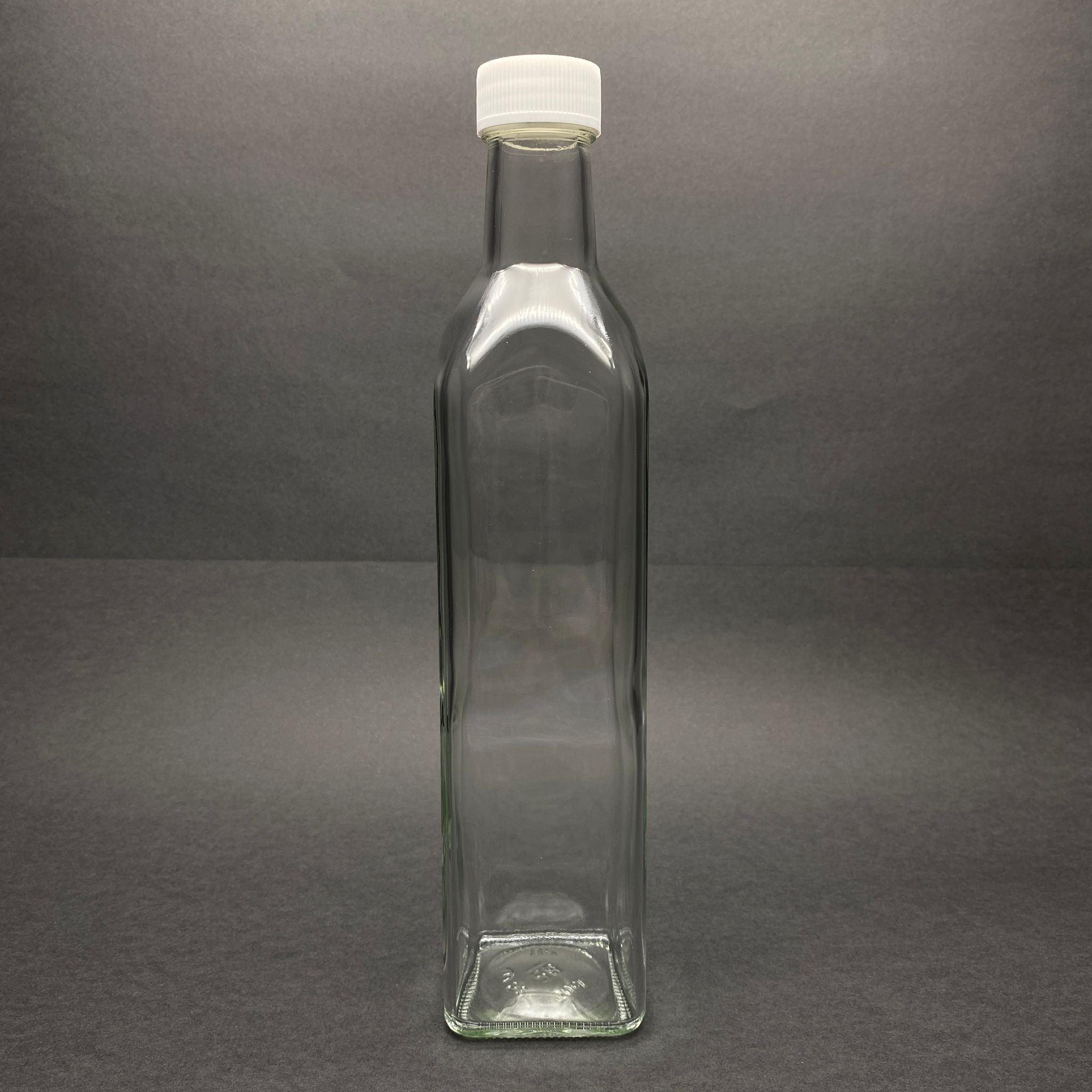 500 Cc Maraska Cam Şişe - Beyaz Plastik Kapaklı - 500 Ml Köşeli Yağ Şişesi - Sirke Şişesi