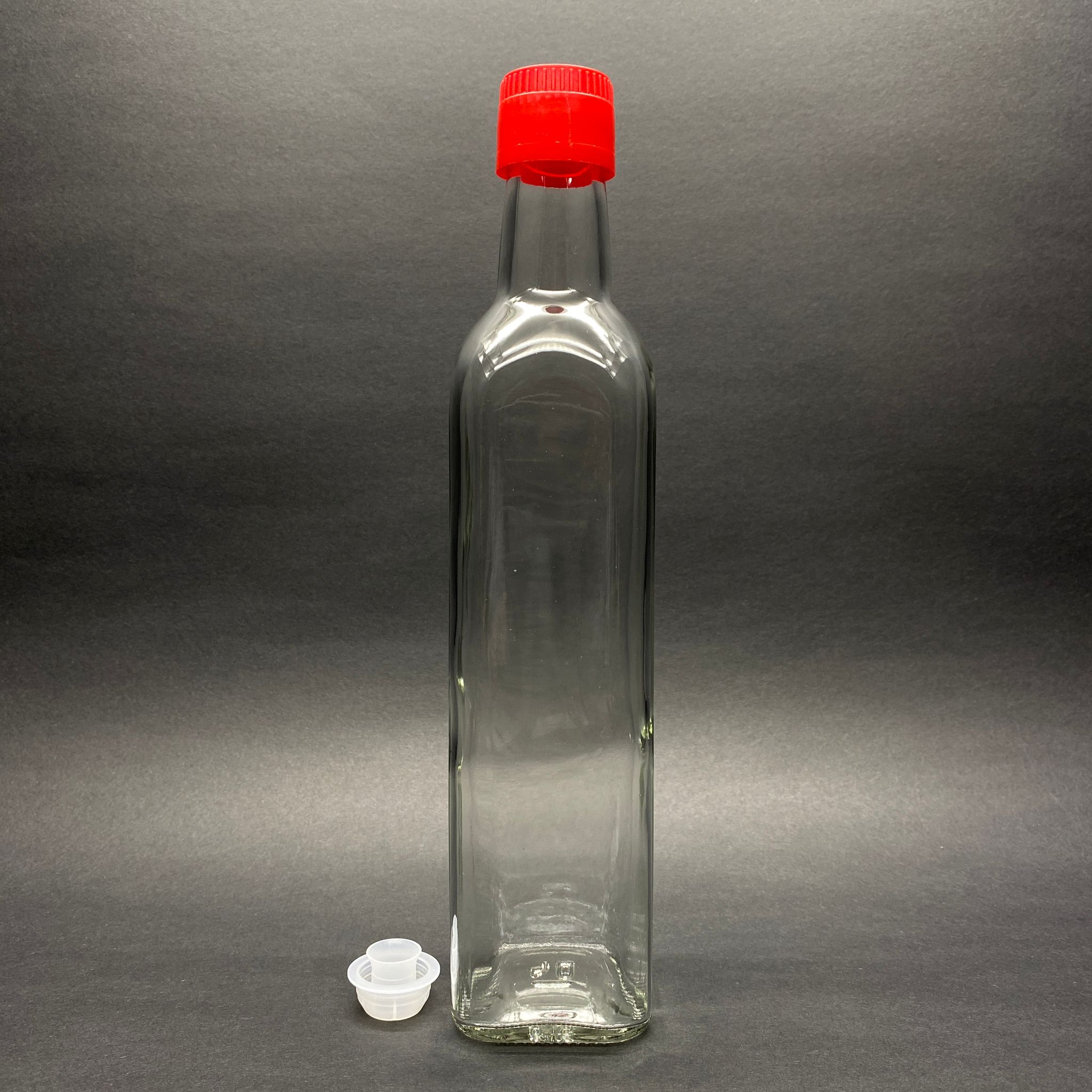 500 Cc Maraska Cam Şişe - Kilitli Kırmızı Akıtıcılı Drop - Stop Kapaklı - 500 Ml Köşeli Yağ Şişesi - Sirke Şişesi - 0.5 Lt Maraska Köşeli Şeffaf Cam Şişe