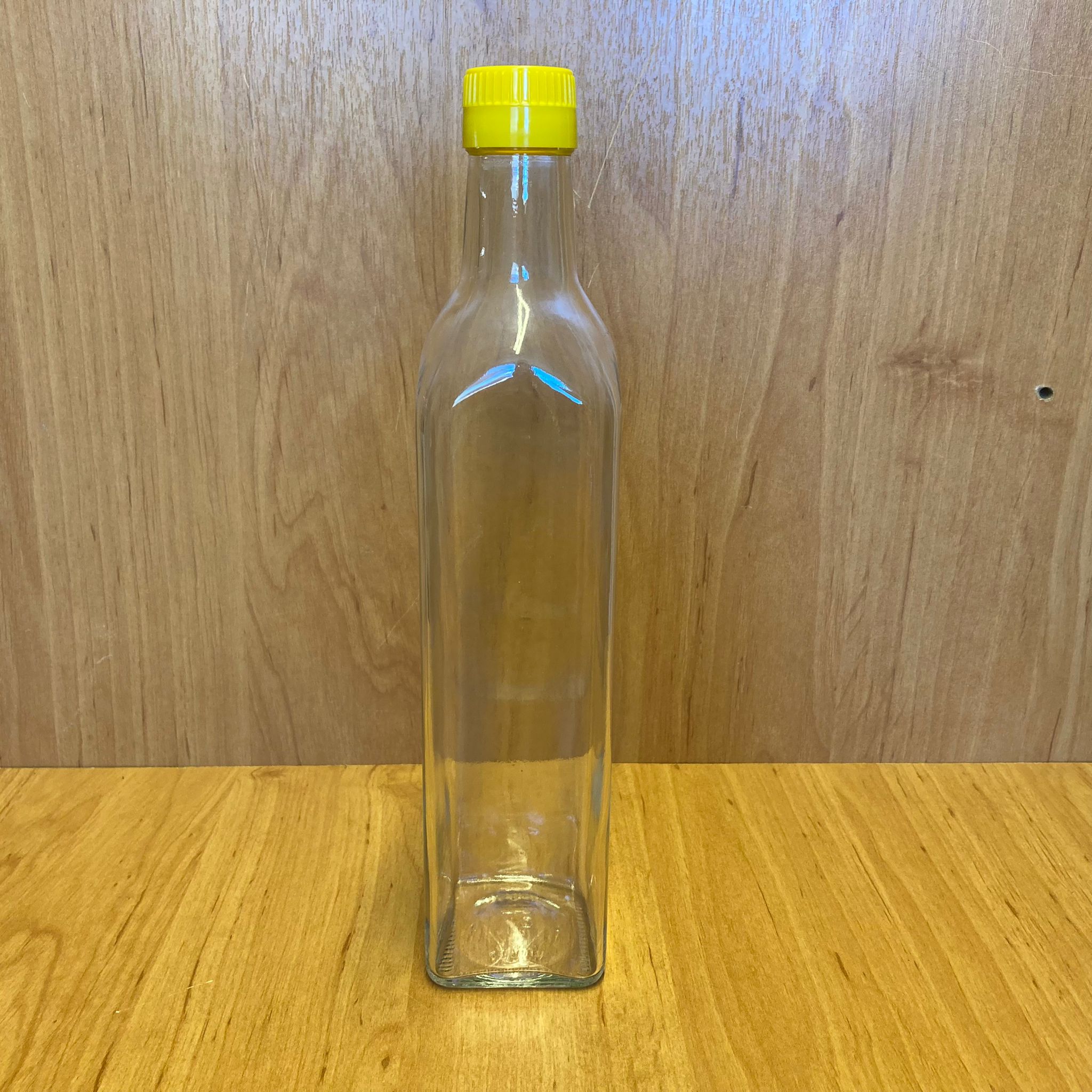 500 Cc Maraska Cam Şişe - Standart Sarı Çakma Kapaklı - 500 Ml Köşeli Cam Şişe - Bastırarak Kapanır