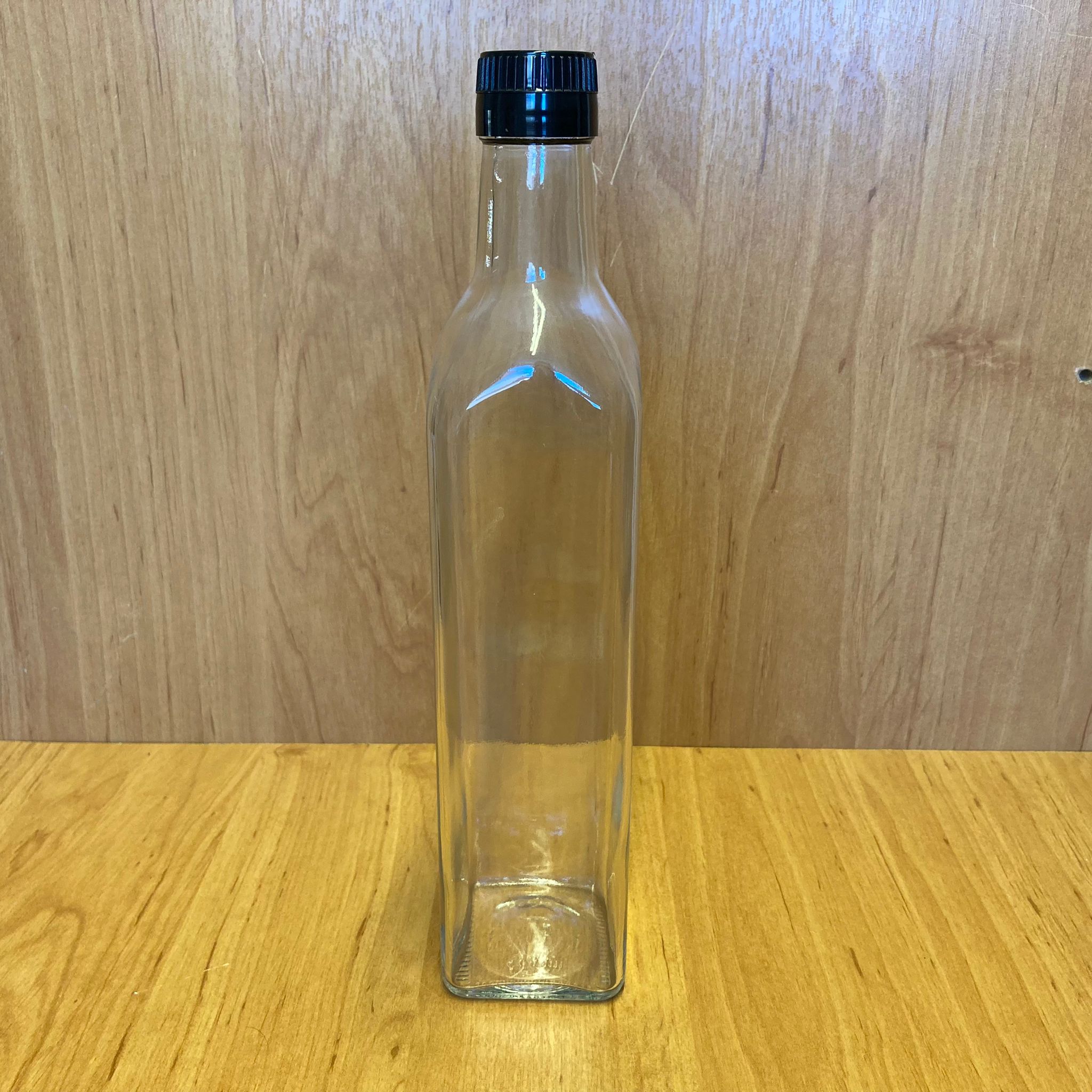 500 Cc Maraska Cam Şişe - Standart Siyah Çakma Kapaklı - 500 Ml Köşeli Cam Şişe - Bastırarak Kapanır