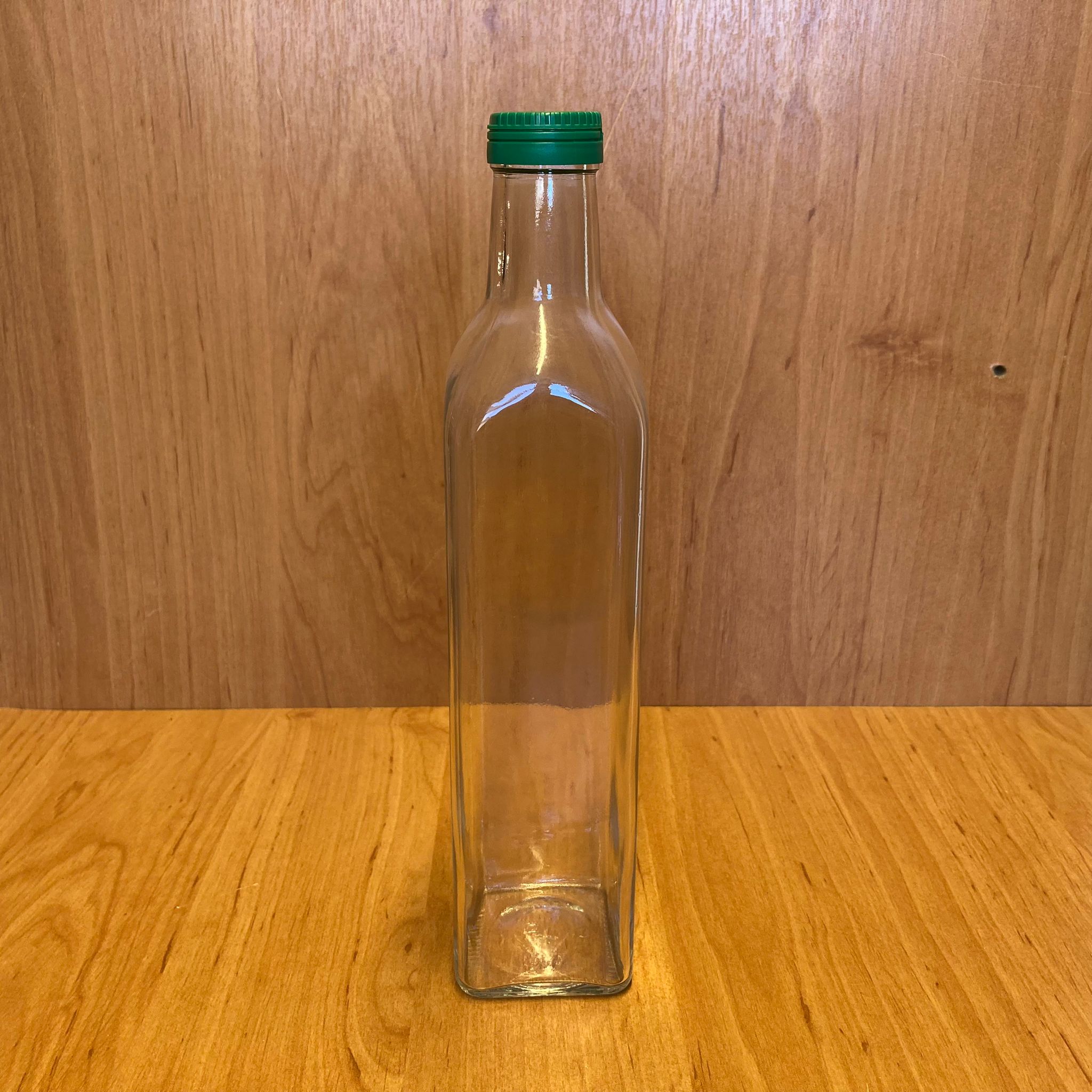 500 Cc Maraska Cam Şişe - Yandan Yırtmaçlı Yeşil Çakma Kapaklı - 500 Ml Köşeli Cam Şişe - Bastırarak Kapanır
