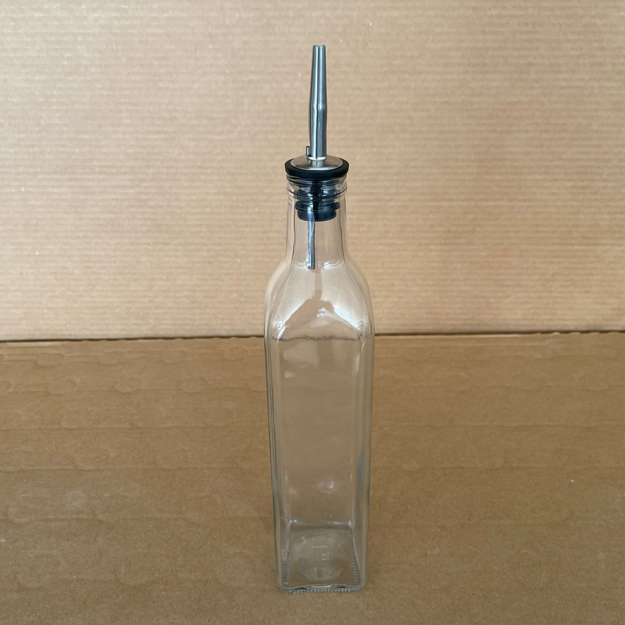 500 Cc Maraska Şeffaf Cam Şişe - Çelik Yağdanlık Tıpalı - 500 Ml Yağ Şişesi - Sirke Şişesi