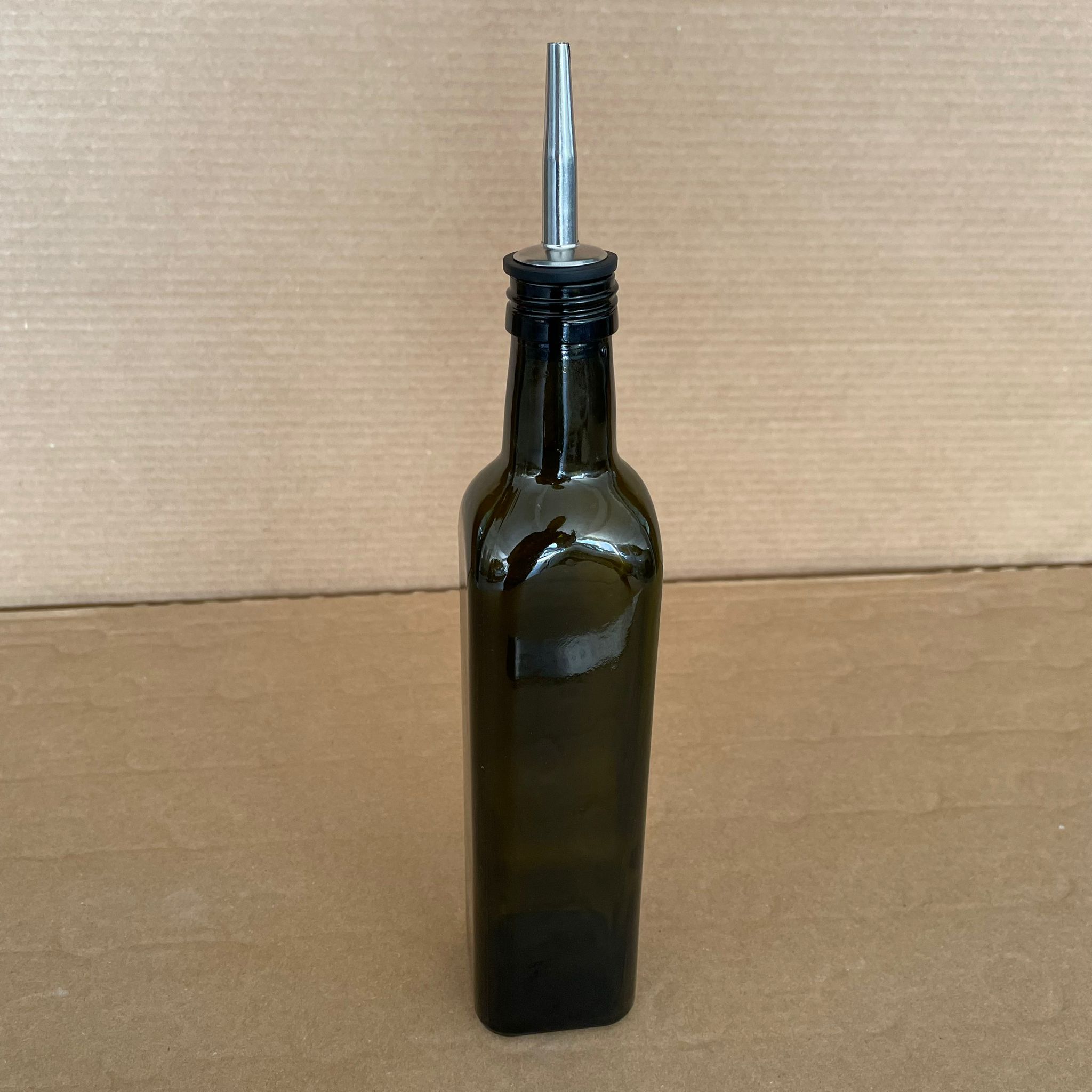 500 Cc Maraska Yeşil Cam Şişe - Çelik Yağdanlık Tıpalı - 500 Ml Yağ Şişesi - Sirke Şişesi