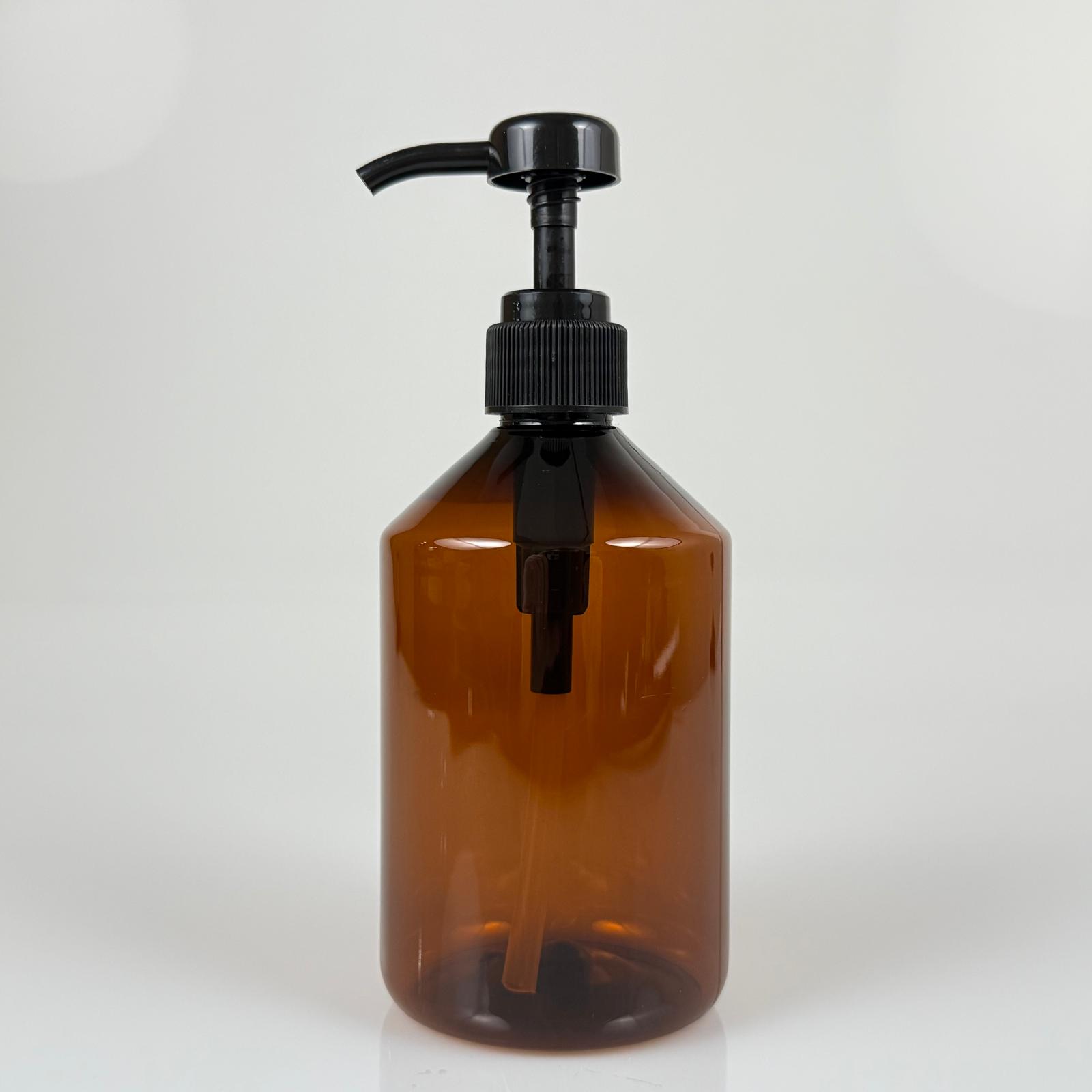 500 Cc Pet Amber Küt Model Şişe - Siyah Dozaj Pompalı (Her Basmada 4 Cc Sıvı Atar)  - 0,5 Lt Pompalı Şişe - Şurup, Şampuan, Krem Gibi Yoğun Kıvamlı Sıvılarda Kullanılır