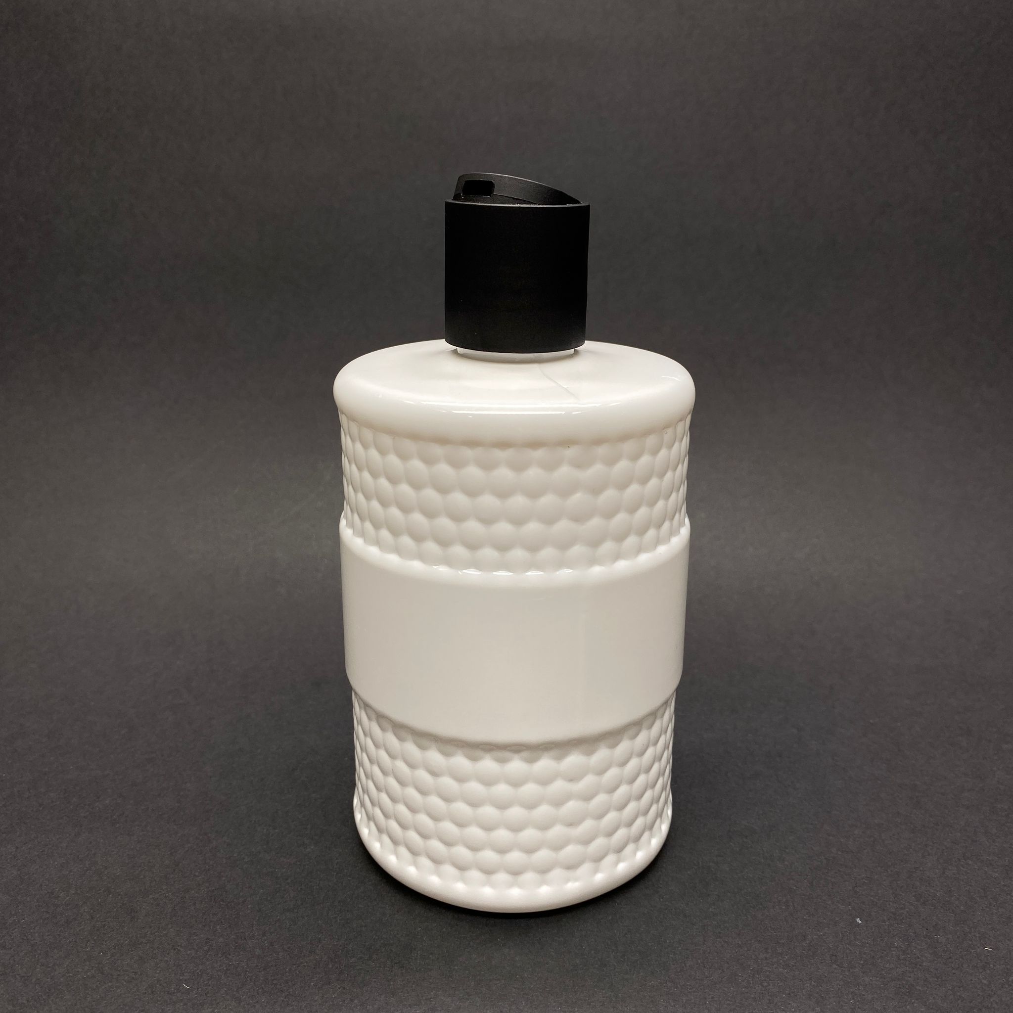 500 Cc Pet Şampuan Şişesi - Beyaz Desenli - Siyah Disktop Kapaklı - 500 Ml Boş Plastik Şampuan Şişesi
