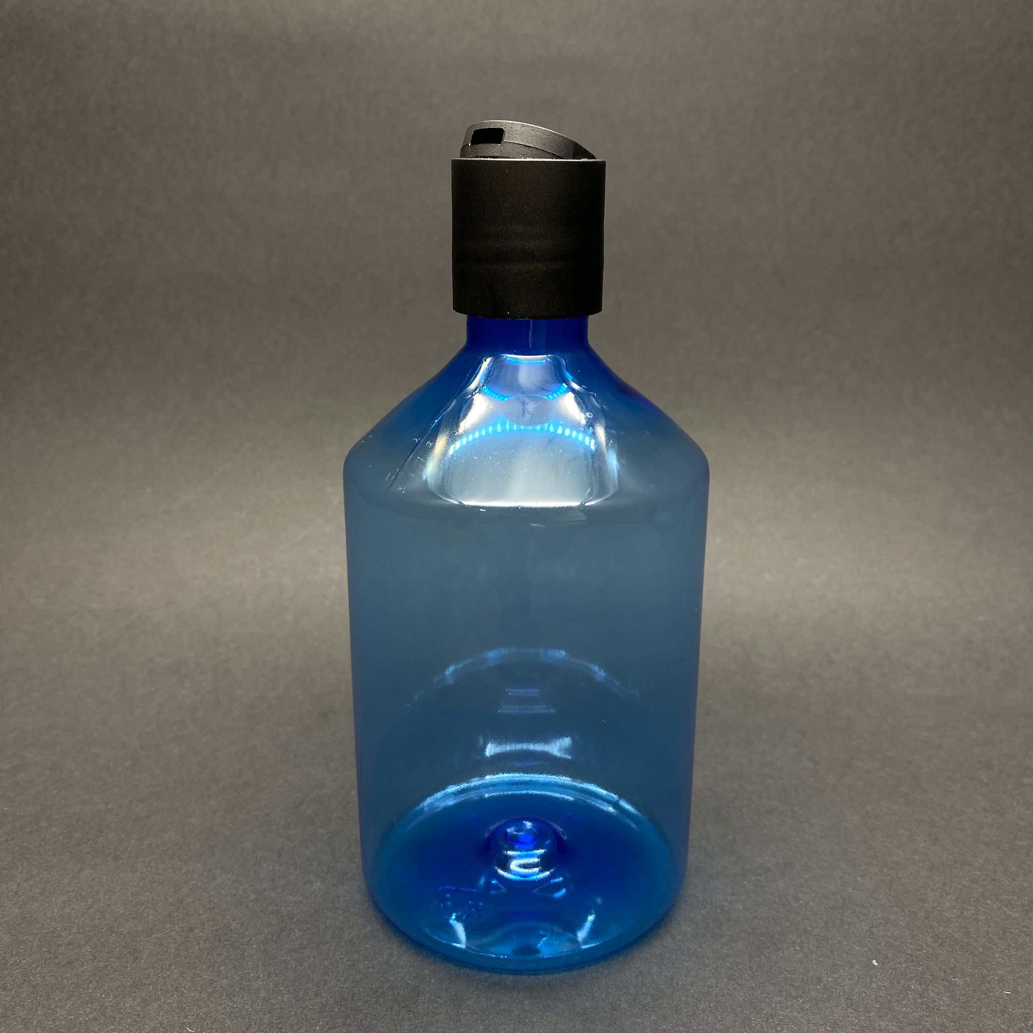 500 Cc Pet Şampuan Şişesi - Mavi - Siyah Disktop Kapaklı - 500 Ml Boş Plastik Şampuan Şişesi