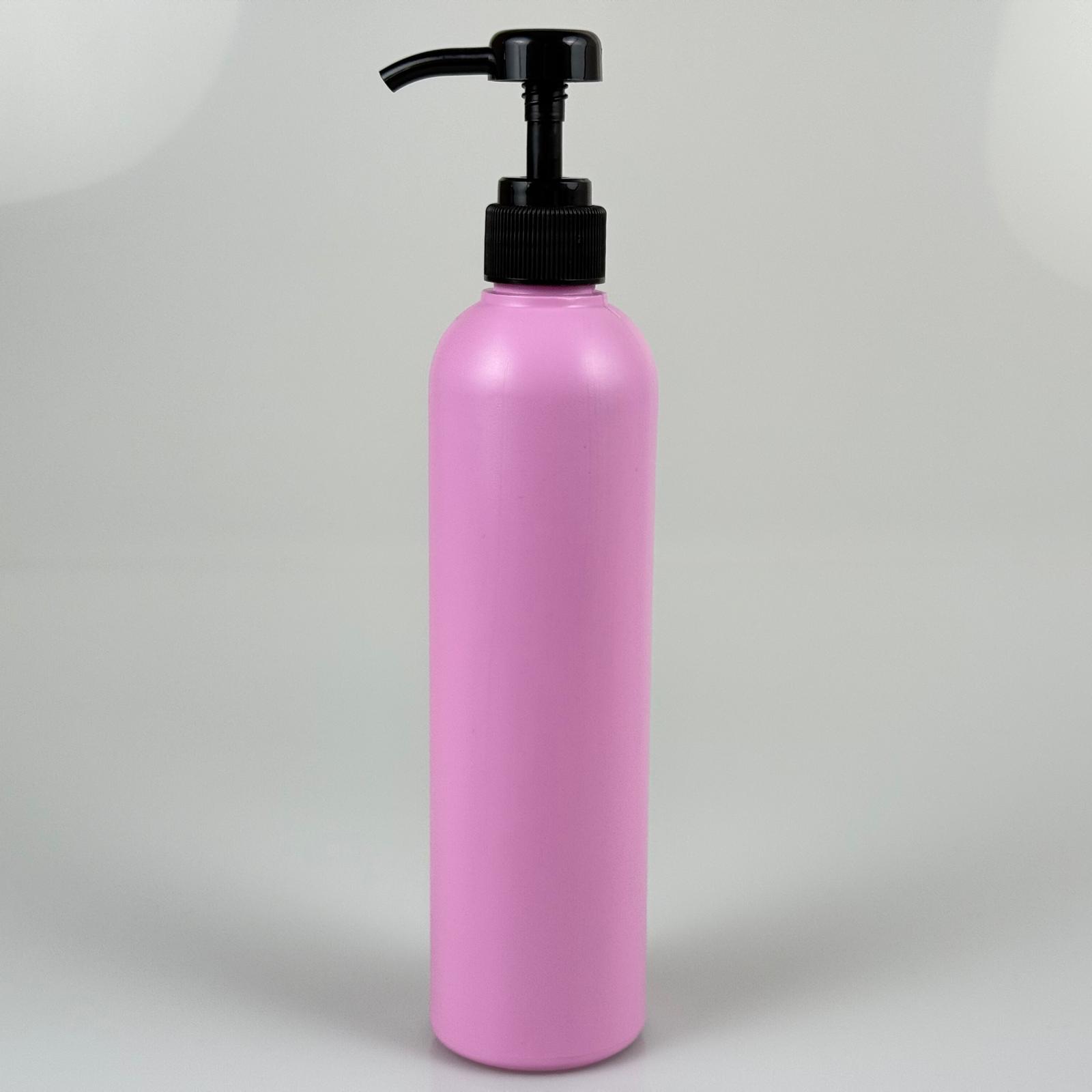 500 Cc Polietilen Pembe Model Şişe - Siyah Dozaj Pompalı (Her Basmada 4 Cc Sıvı Atar)  - 0,5 Lt Pompalı Şişe - Şurup, Şampuan, Krem Gibi Yoğun Kıvamlı Sıvılarda Kullanılır