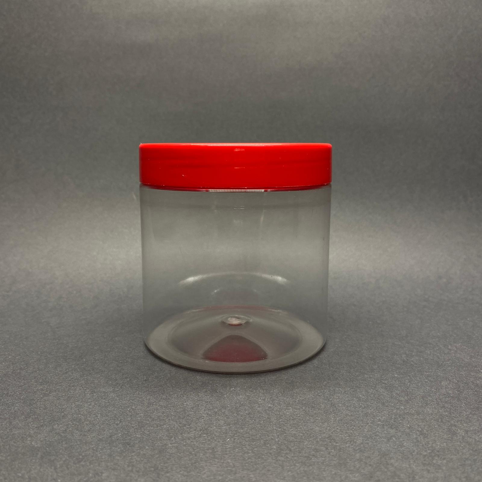 500 Cc Sert Plastik Kavanoz - Kırmızı Kapaklı - 500 Ml Plastik Kavanoz - Plastik Krem Kavanozu