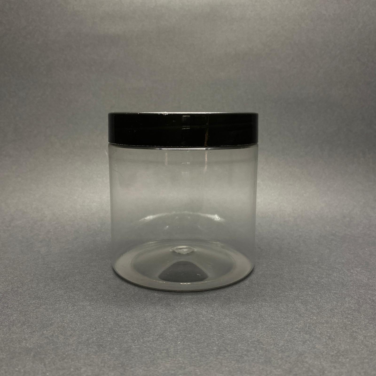 500 Cc Sert Plastik Kavanoz - Siyah Kapaklı - 500 Ml Plastik Kavanoz - Plastik Krem Kavanozu