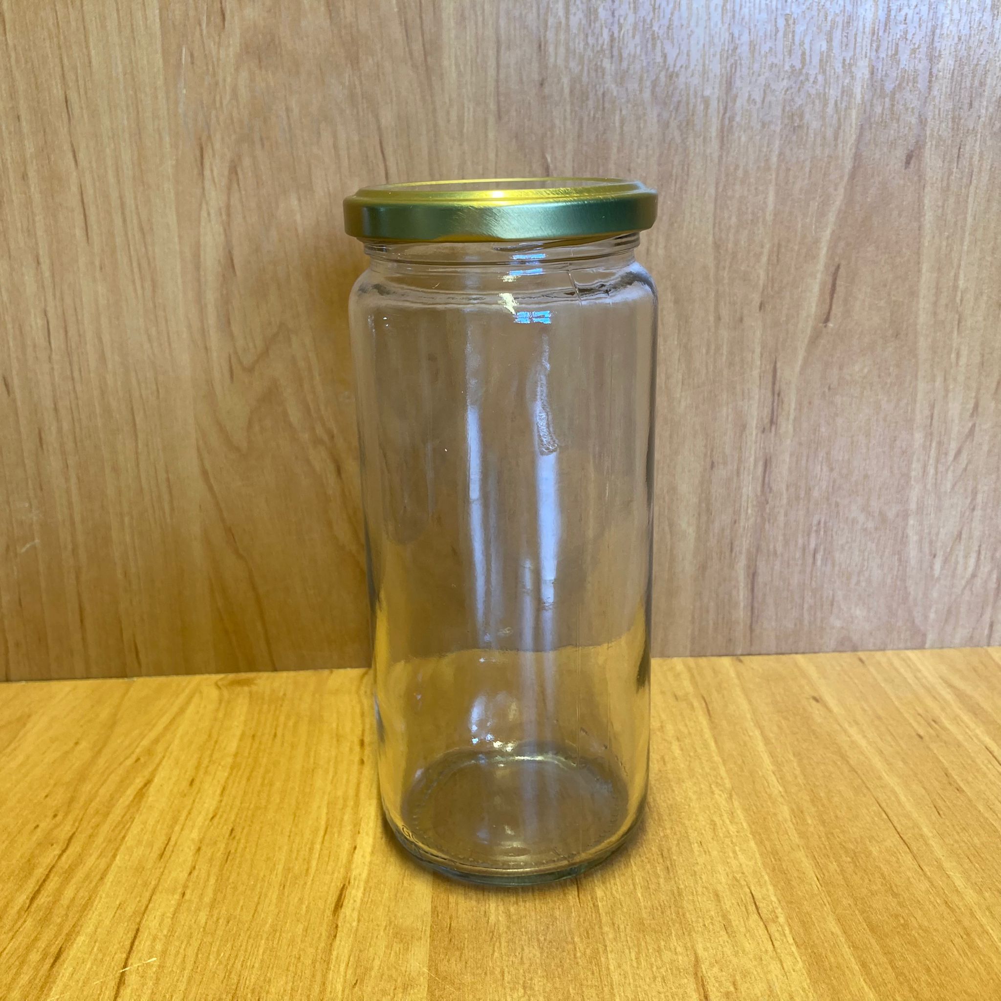 500 Cc Uzun Kavanoz - Gold Metal Kapaklı - 500 Ml Boru Tip Cam Kavanoz
