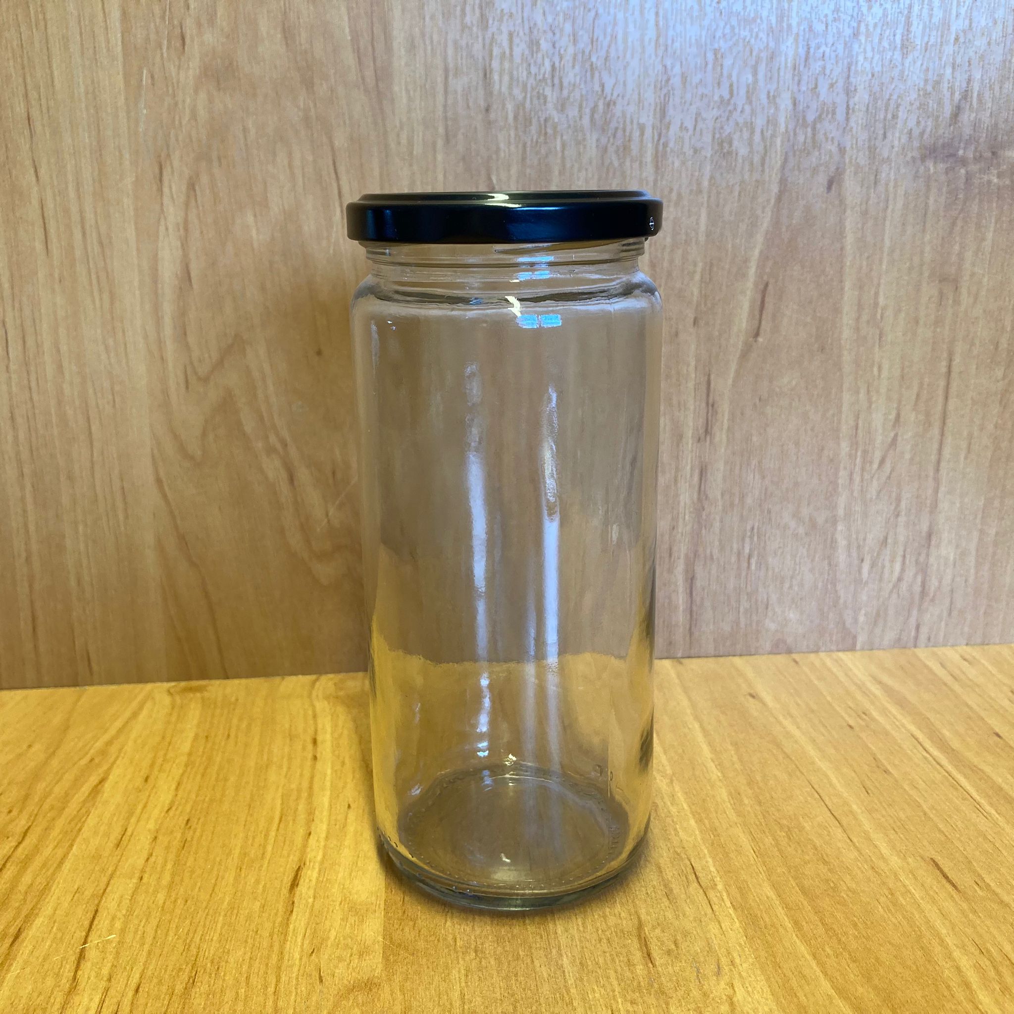 500 Cc Uzun Kavanoz - Siyah Metal Kapaklı - 500 Ml Boru Tip Cam Kavanoz