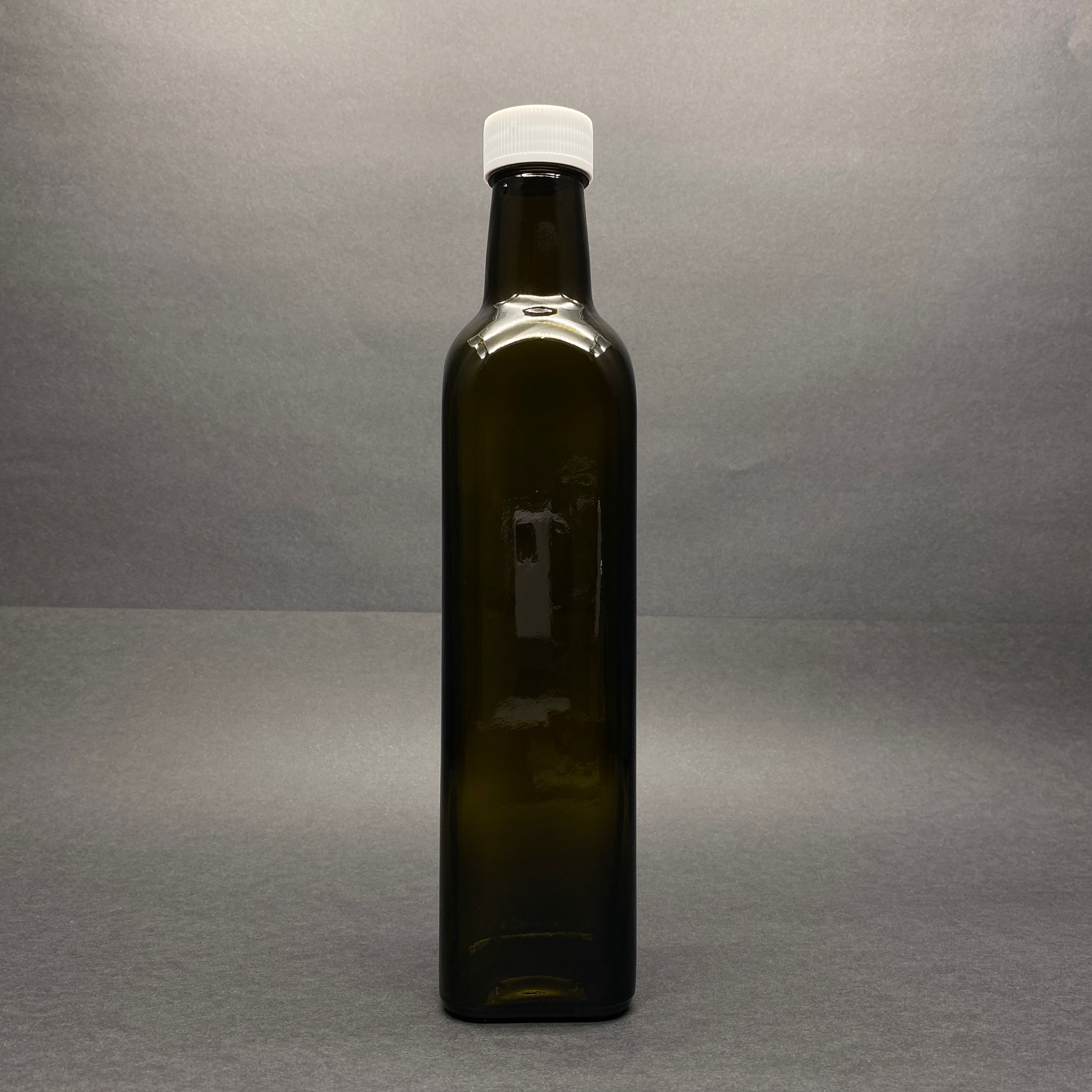 500 Cc Yeşil Maraska Cam Şişe - Beyaz Plastik Kapaklı - 500 Ml Köşeli Yağ Şişesi - Sirke Şişesi