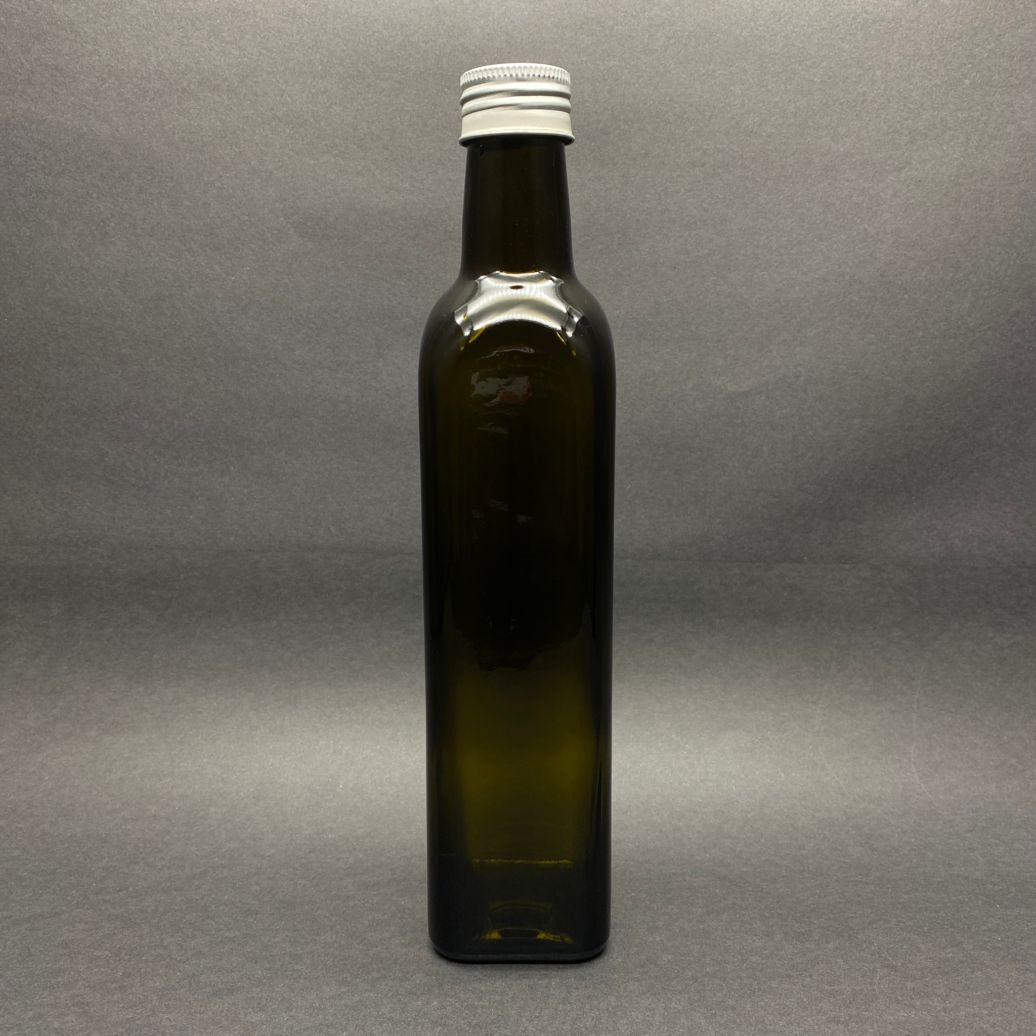 500 Cc Yeşil Maraska Cam Şişe - Gümüş Metal Alüminyum Kapaklı - 500 Ml Köşeli Yağ Şişesi - Sirke Şişesi