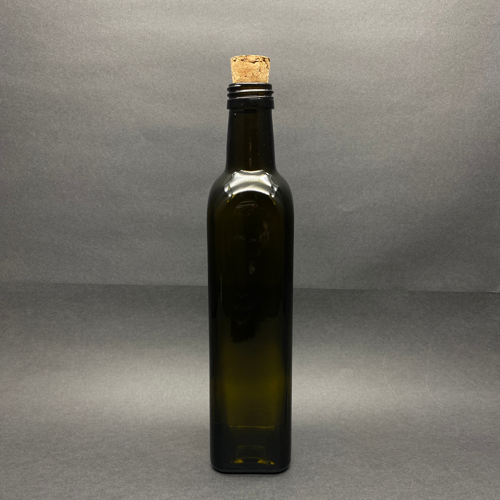 500 Cc Yeşil Maraska Cam Şişe - Mantar Tıpalı - 500 Ml Köşeli Yağ Şişesi - Sirke Şişesi