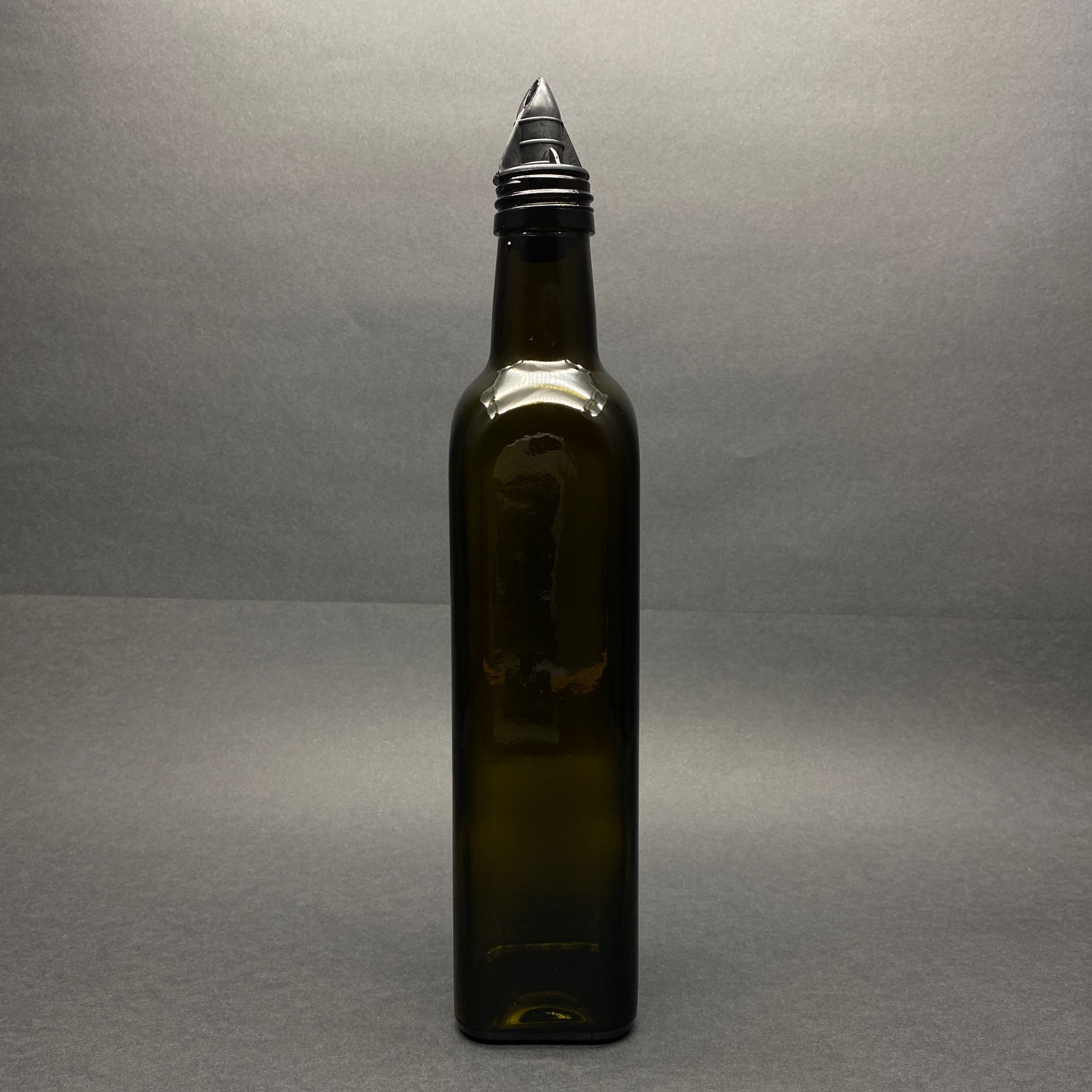 500 Cc Yeşil Maraska Cam Şişe - Siyah Yağdanlık Tıpalı - 500 Ml Köşeli Yağlık Şişesi