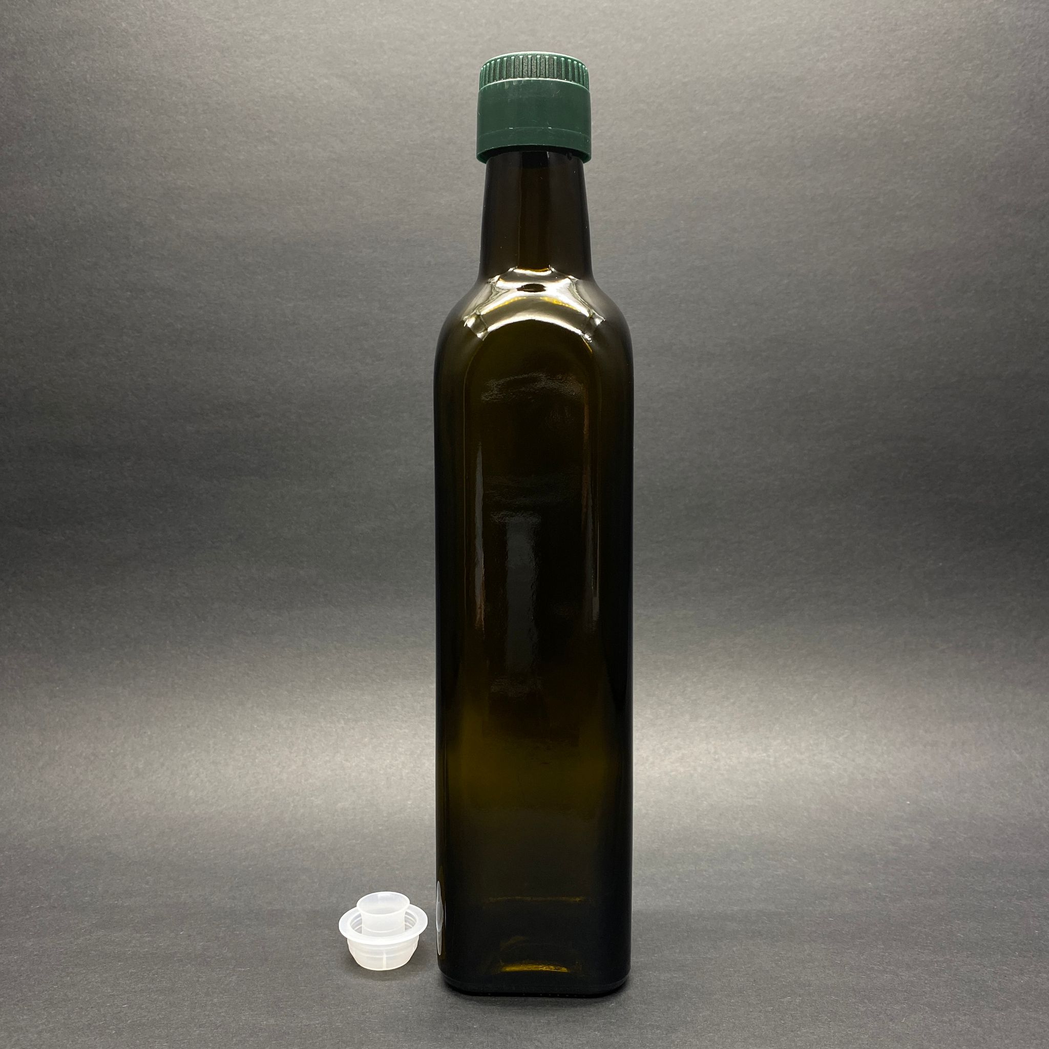 500 Cc Yeşil Maraska Cam Şişe - Yeşil Drop - Stop Kilitli Akıtıcılı Plastik Kapaklı - 500 Ml Köşeli Yağ Şişesi