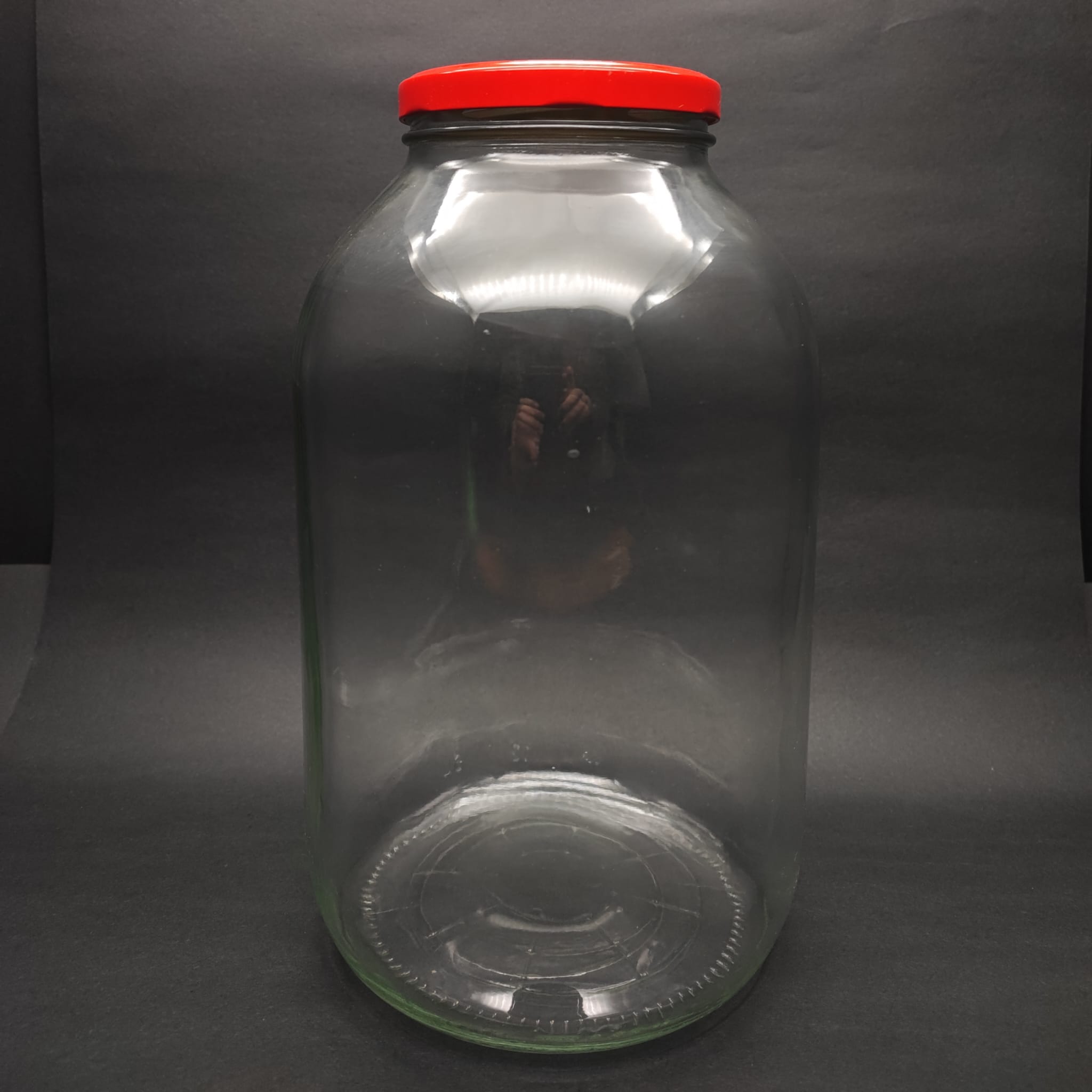 5000 Cc Cam Kavanoz - Kırmızı Metal Kapaklı - 5 Litre Cam Kavanoz