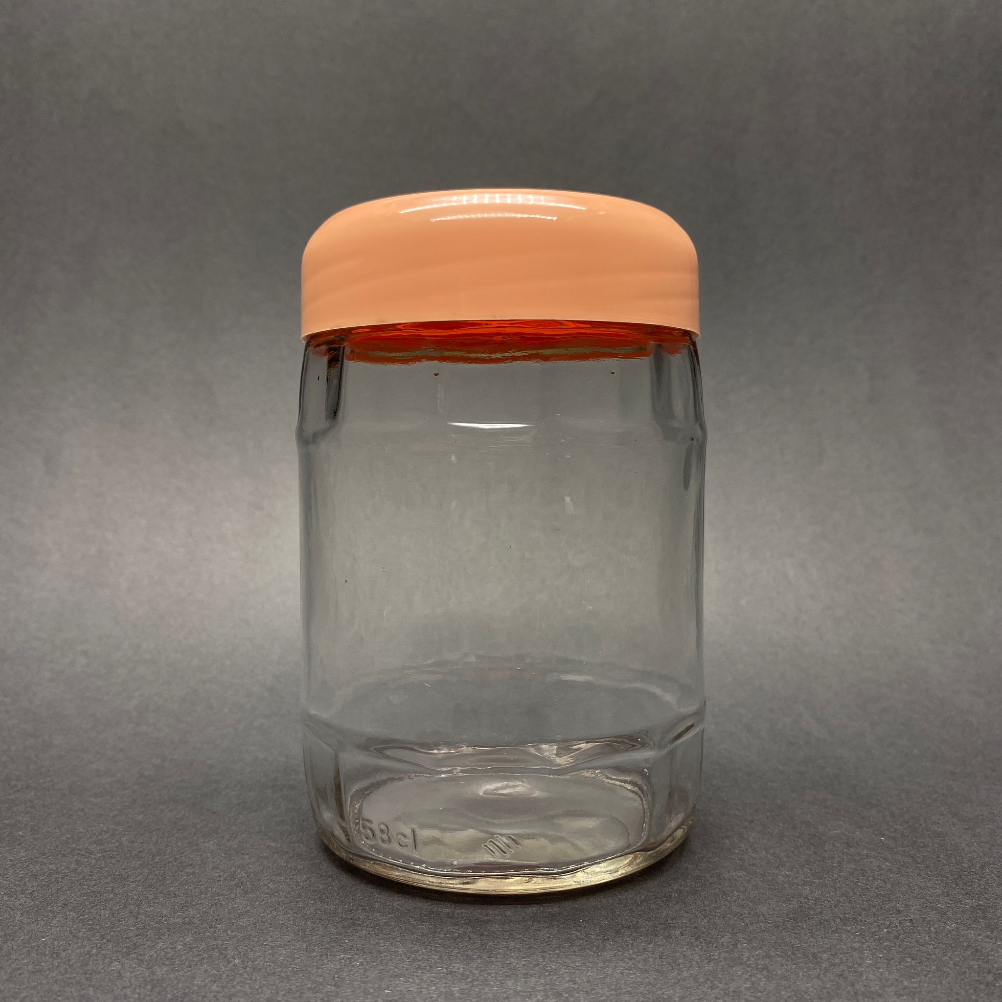 580 Cc Fıçı Kavanoz - Pembe Plastik Kapaklı - 580 Ml Fıçı Model Cam Kavanoz