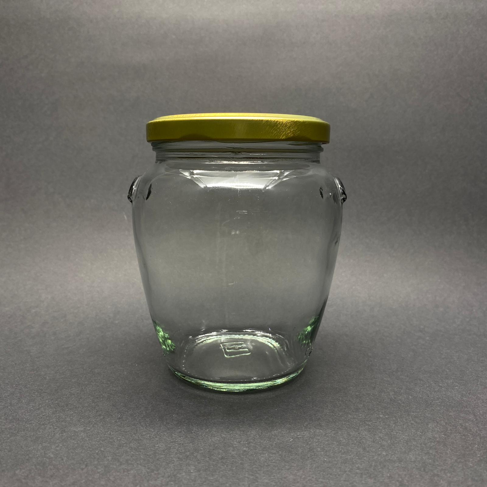 580 Cc Kulplu Cam Kavanoz- Gold Kapaklı - 580 Cc Vaso Orcıo Kavanoz