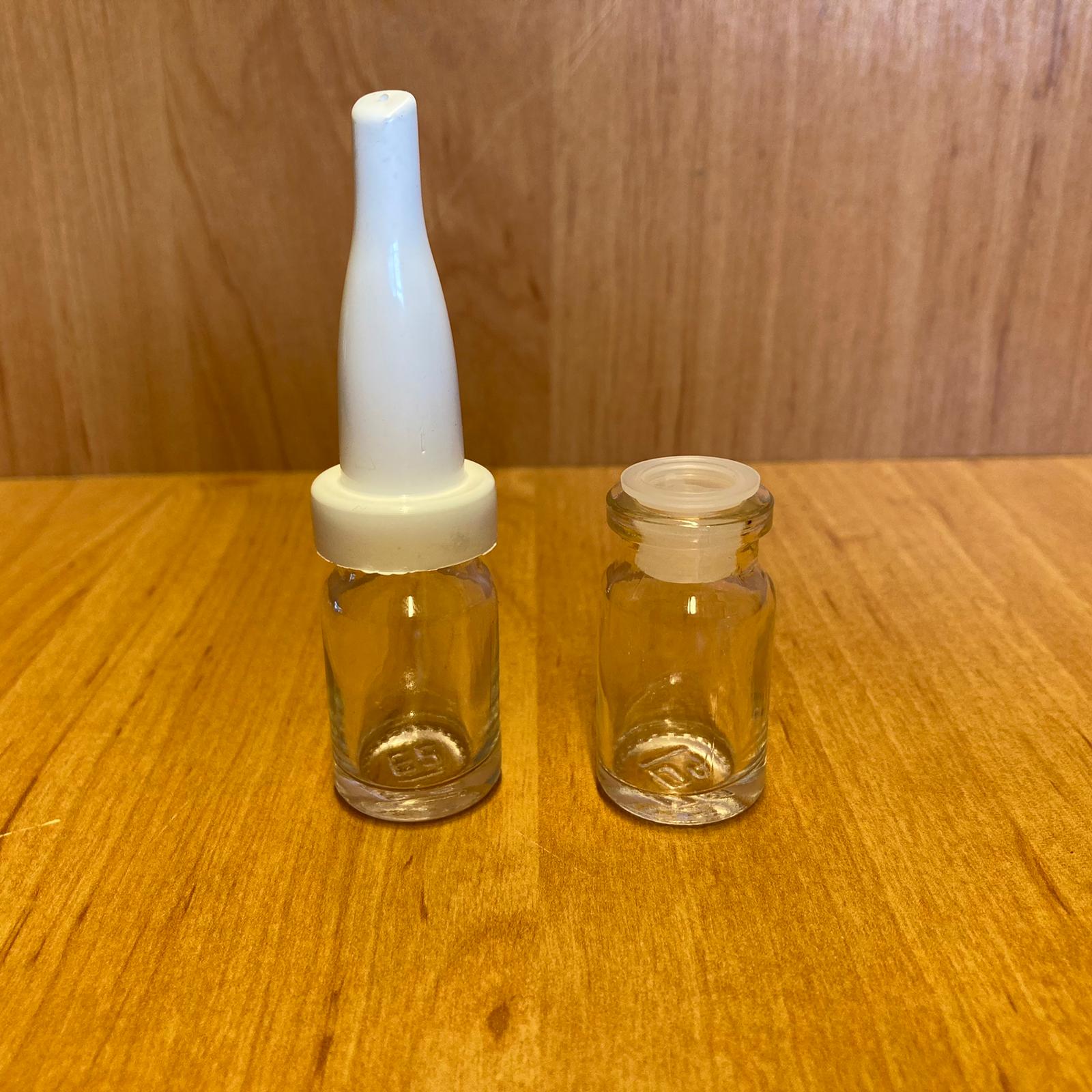 6 Cc Flakon Penisilin Şişesi - Beyaz Üstten Damlalıklı - Plastik Tıpalı - 6 Ml Damlalıklı Cam Şişe