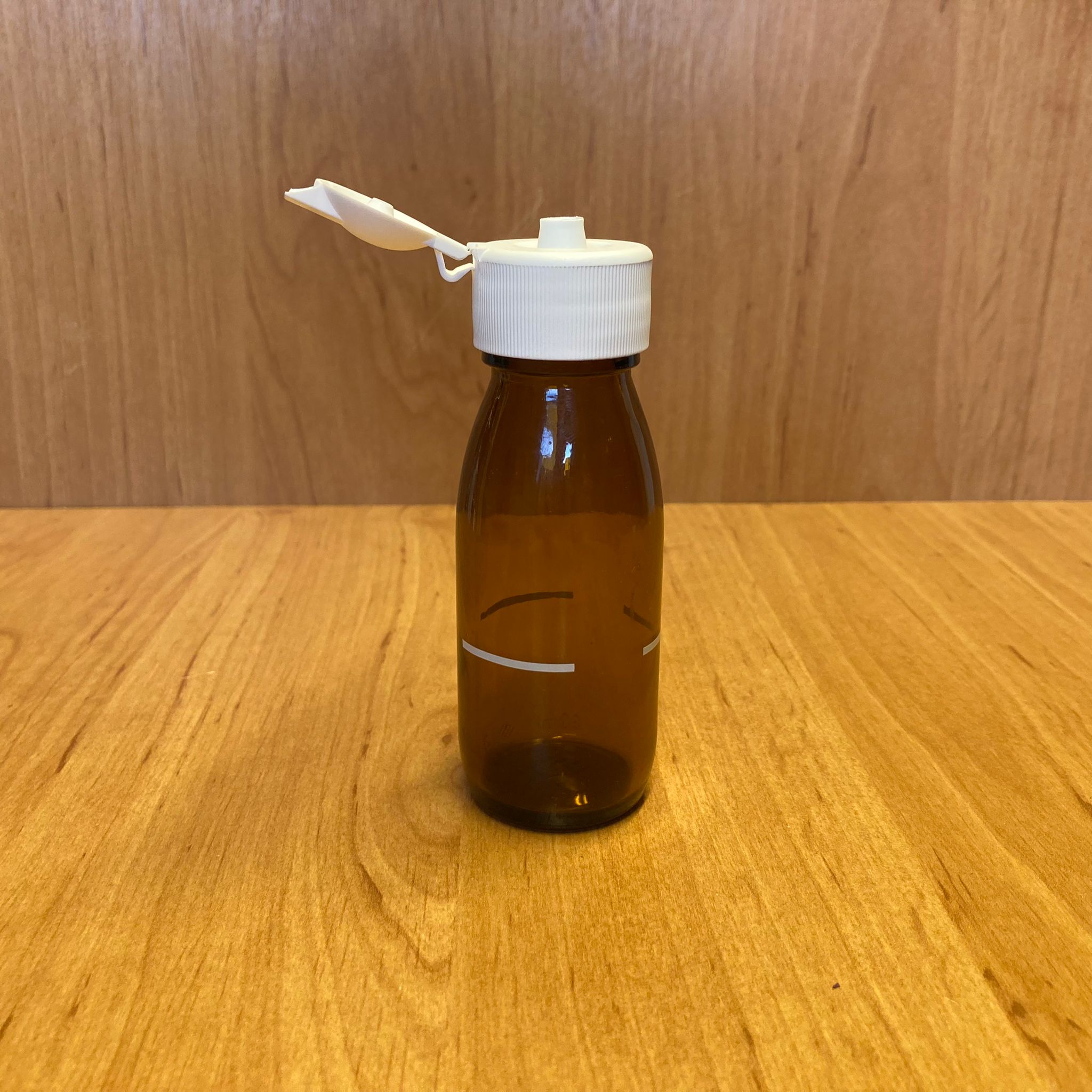 60 Cc Amber Cam Şişe - Beyaz Akıtıcılı Fliptop Kapaklı - 60 Ml Kahverengi Boş Şurup Şişesi - Açılır Kapanır Kapaklı