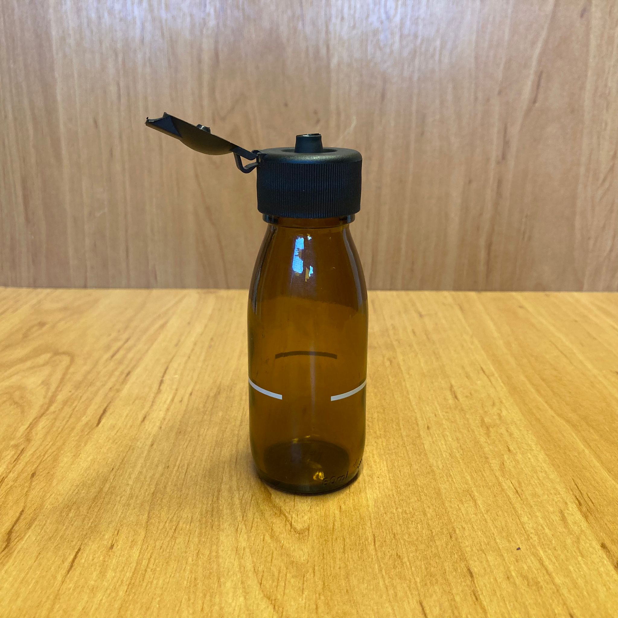 60 Cc Amber Cam Şişe - Siyah Akıtıcılı Fliptop Kapaklı - 60 Ml Kahverengi Boş Şurup Şişesi - Açılır Kapanır Kapaklı