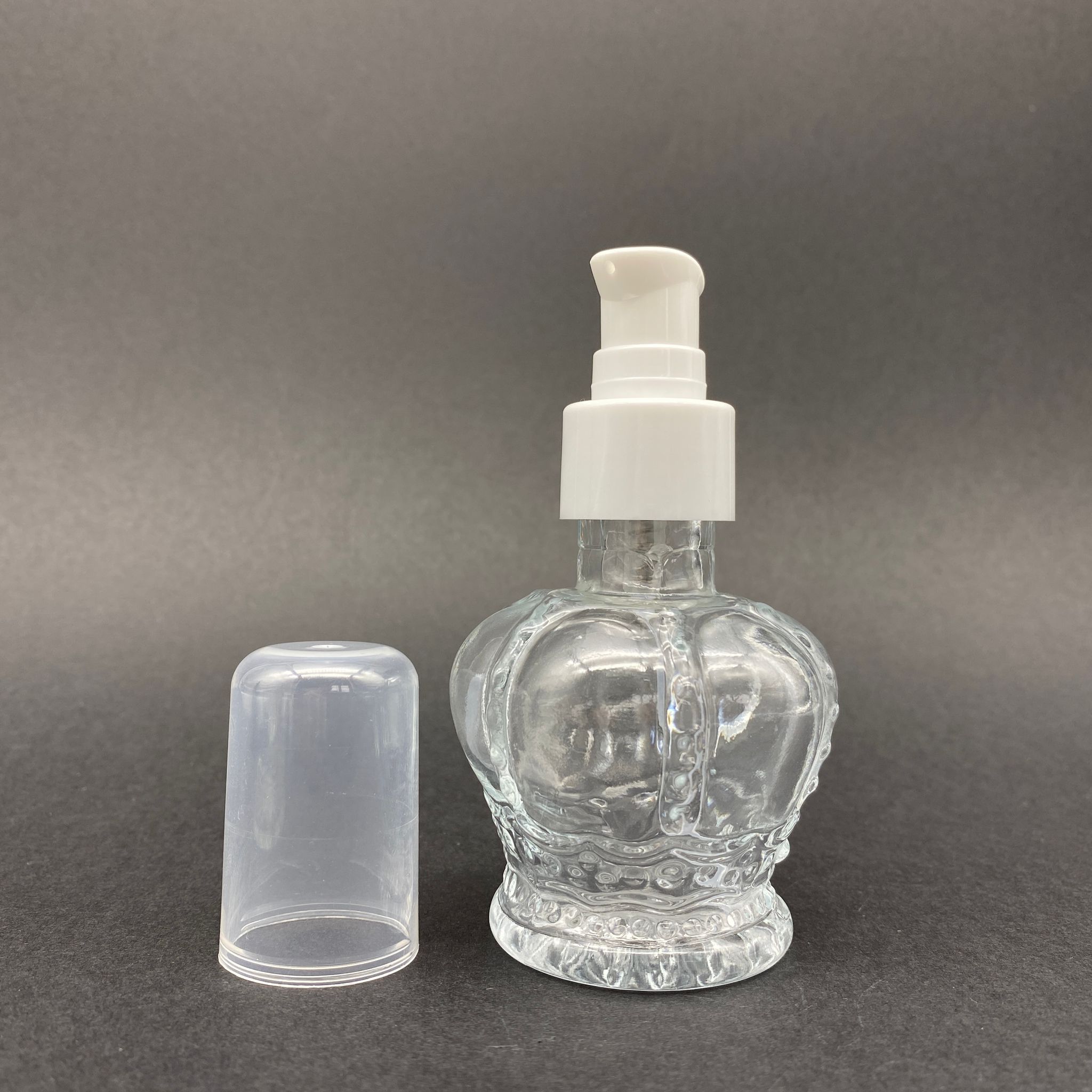 60 Cc Kral Tacı Cam Kolonya Şişesi - Beyaz Losyon Pompası  - 60 Ml Cam Pompalı Kolonya Şişesi (Yoğun Kıvamlı Sıvılarda Kullanılır)