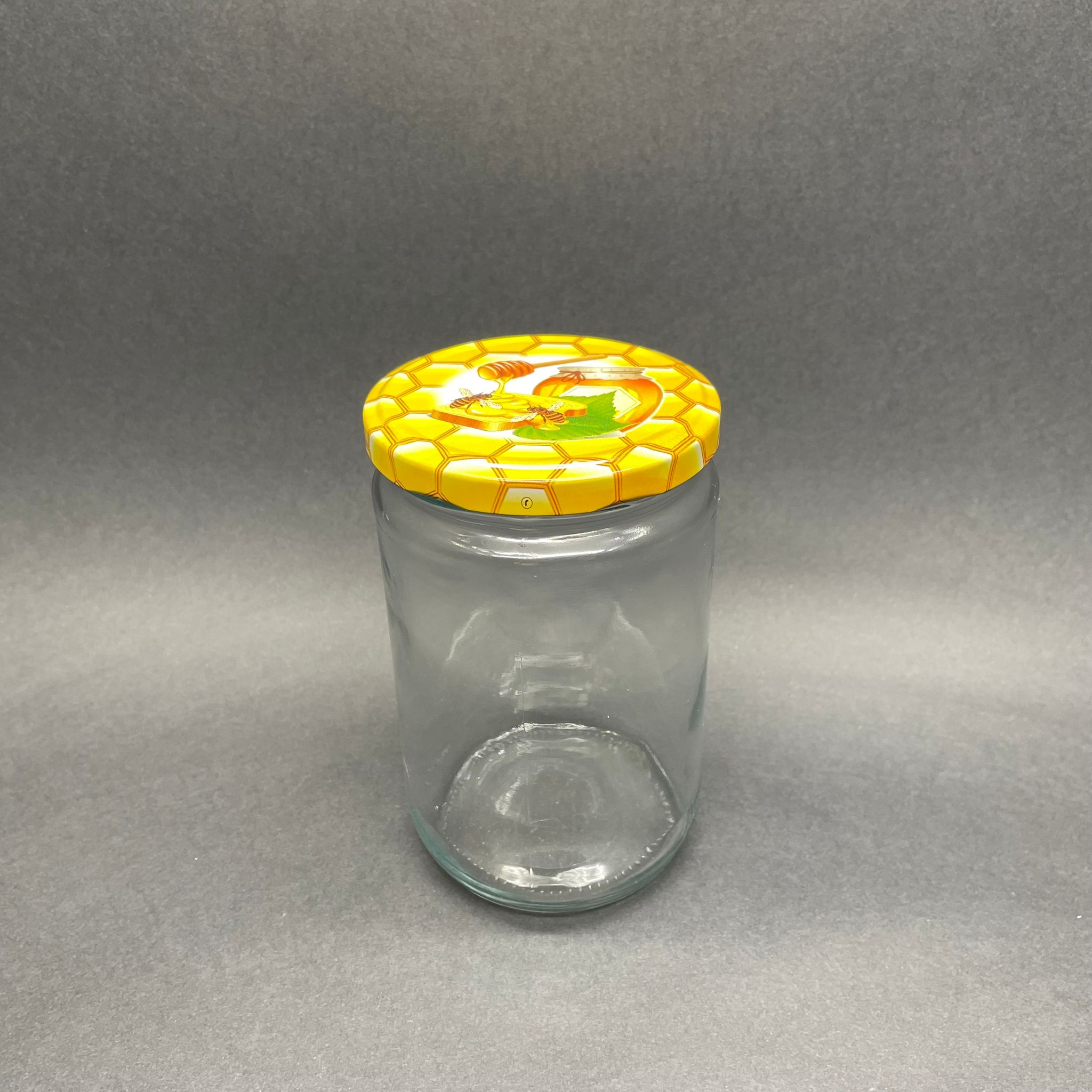 660 Cc Bal Kavanozu - Petek Kapaklı - Bal Desenli Kapaklı 660 Ml Cam Kavanoz
