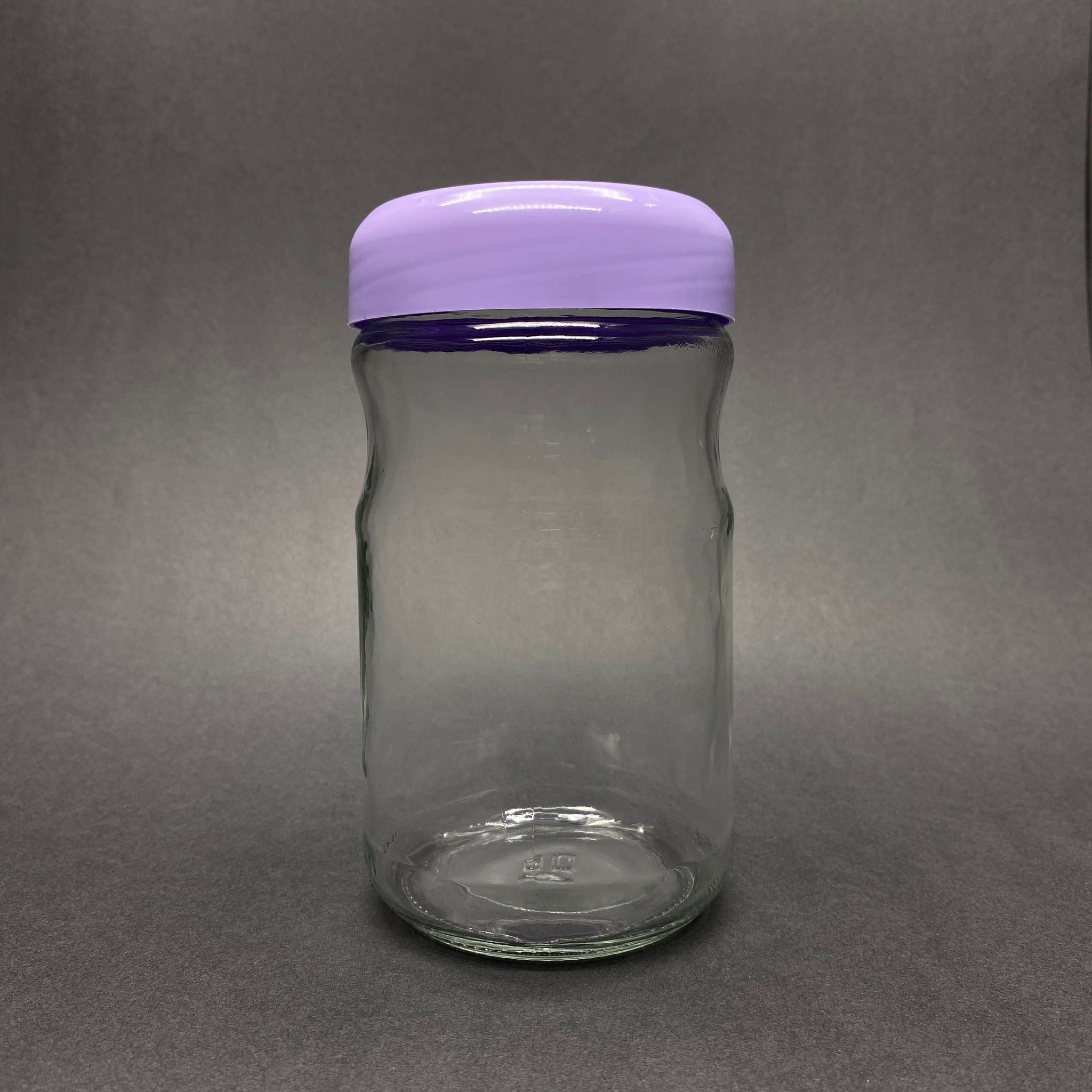 660 Cc Boğumlu Cam Kavanoz - Lila Plastik Kapaklı - 660 Ml Cam Kavanoz