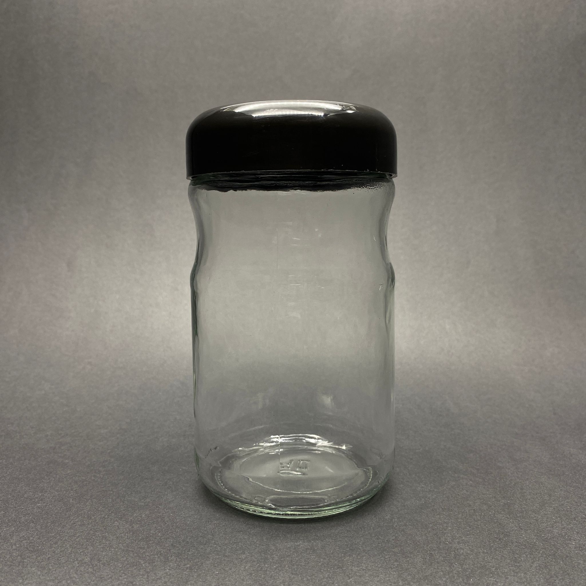 660 Cc Boğumlu Cam Kavanoz - Siyah Plastik Kapaklı - 660 Ml Cam Kavanoz