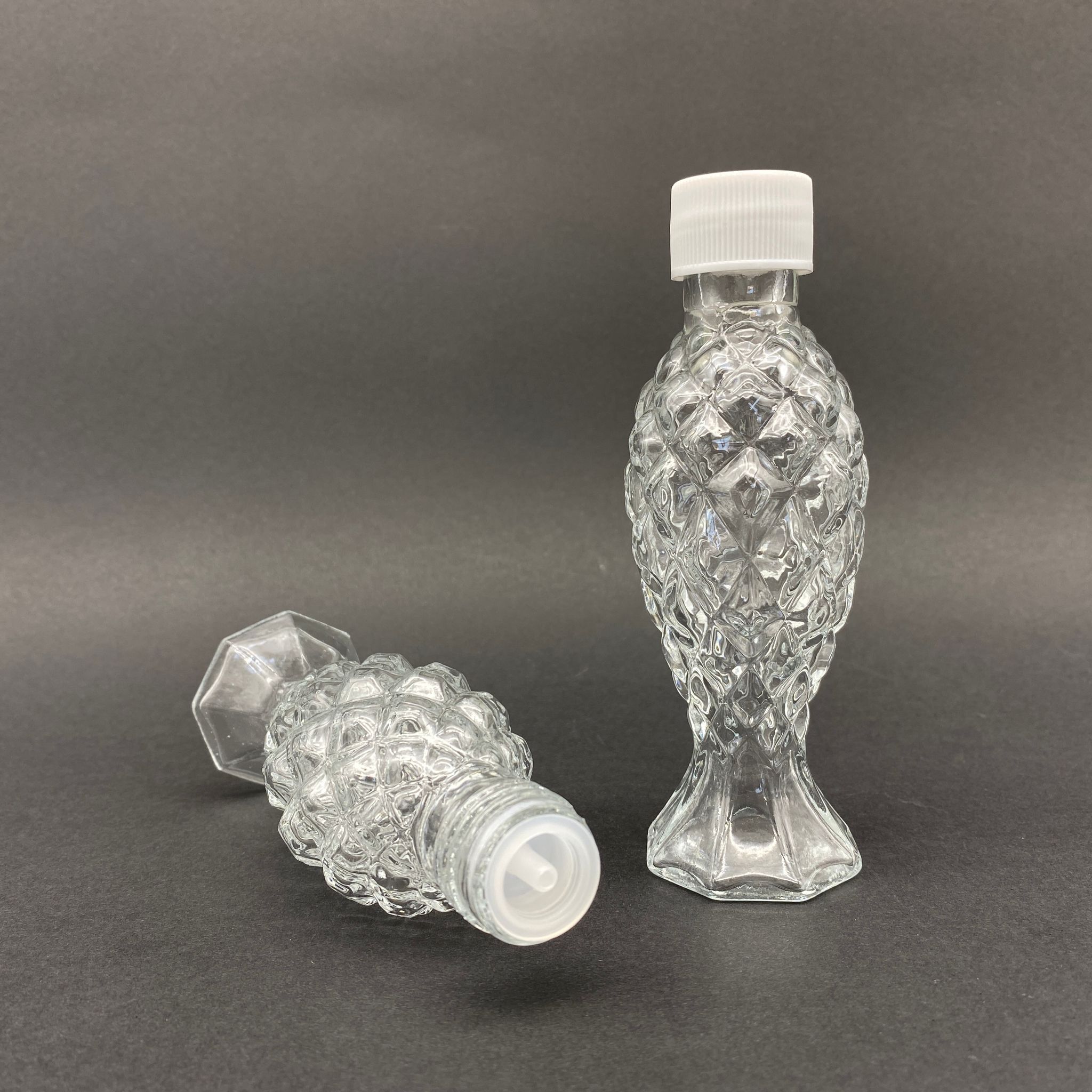 70 Cc Balık Sırtı Şişe - Beyaz Kapaklı - Kolonya Tıpalı - 70 Ml Balık Sırtı Model Cam Kolonya Şişesi