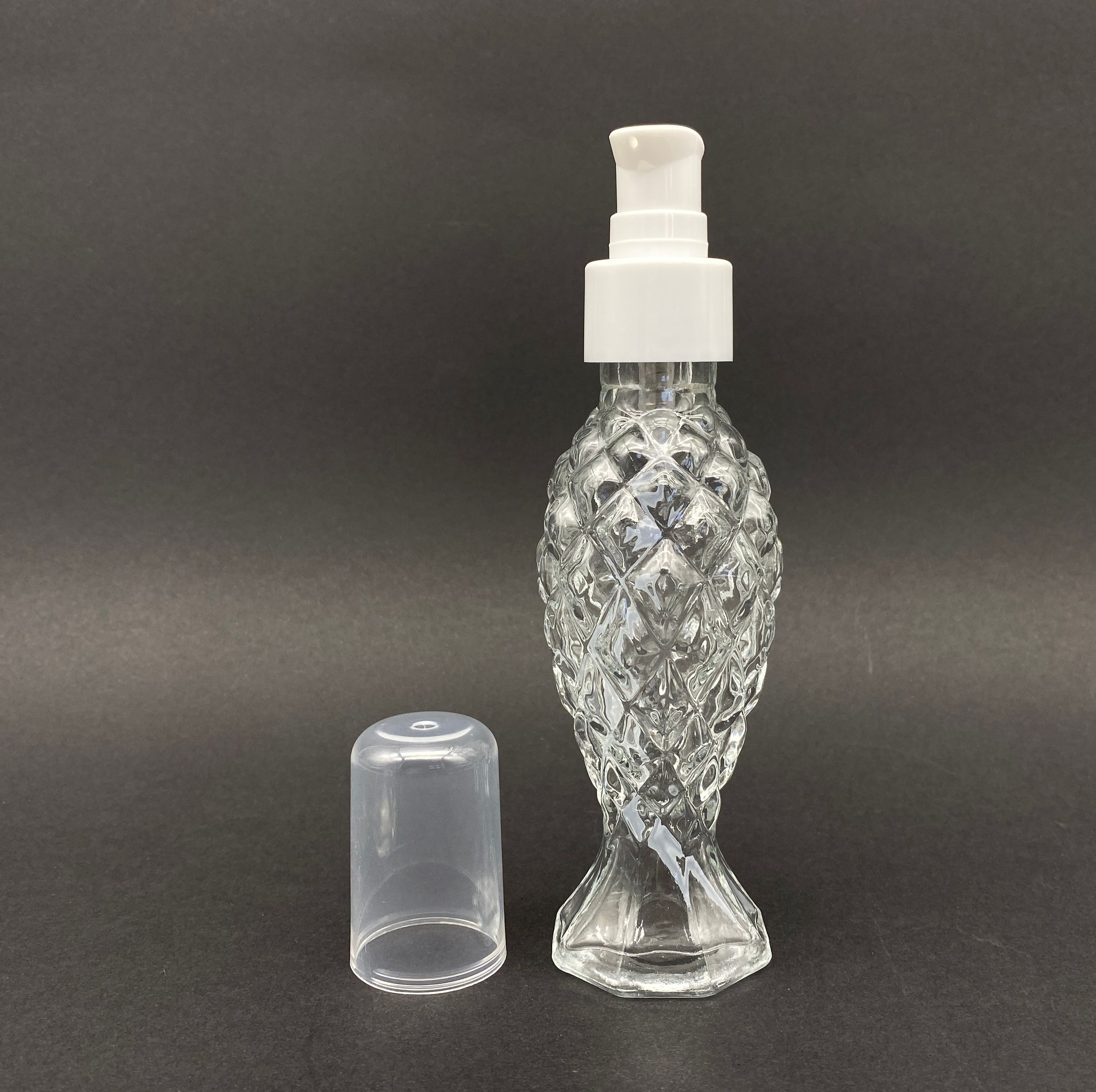 70 Cc Balık Sırtı Şişe - Beyaz Losyon Pompalı - 70 Ml Balık Sırtı Model Cam Şişe
