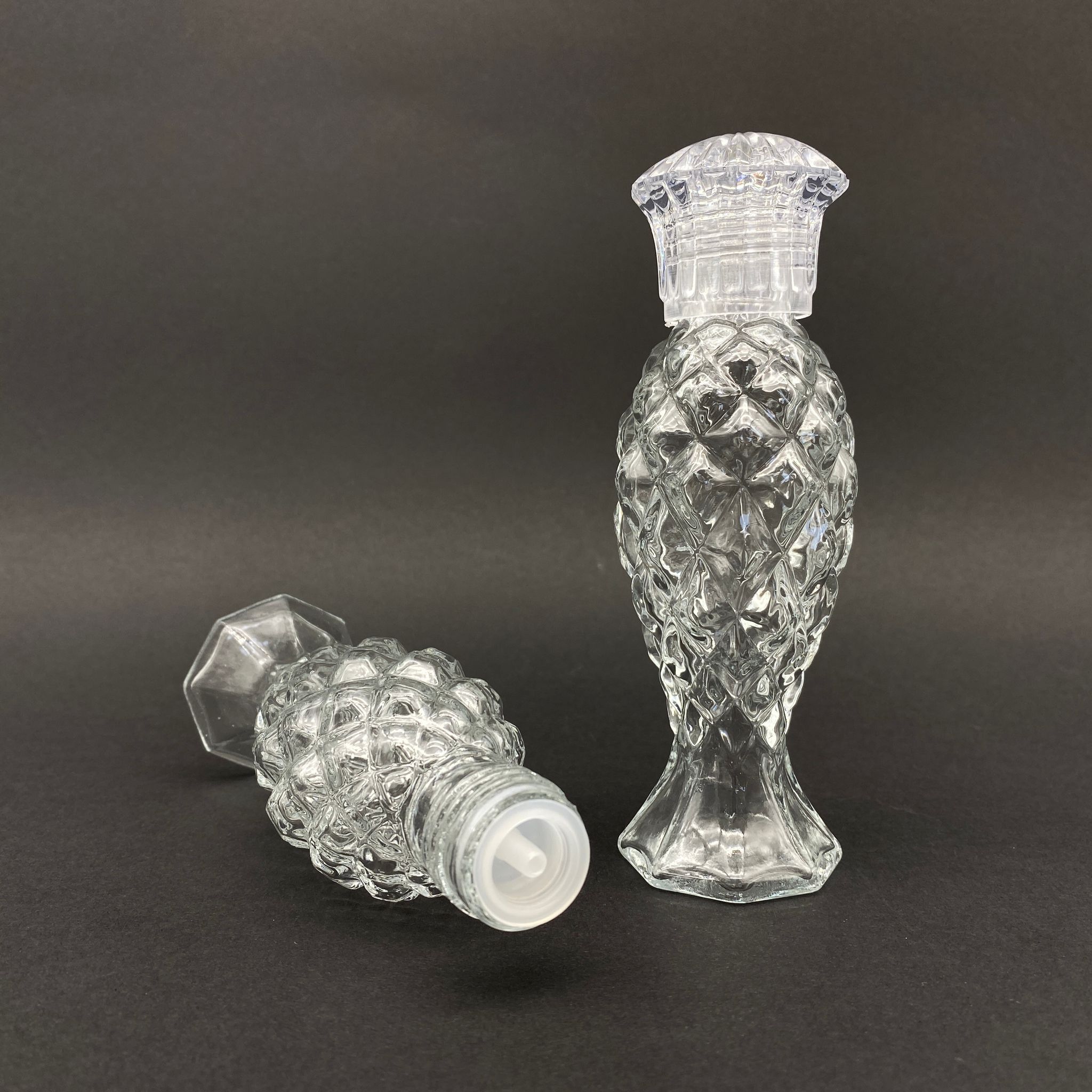 70 Cc Balık Sırtı Şişe - Kristal Kapaklı - Kolonya Tıpalı - 70 Ml Balık Sırtı Model Cam Kolonya Şişesi