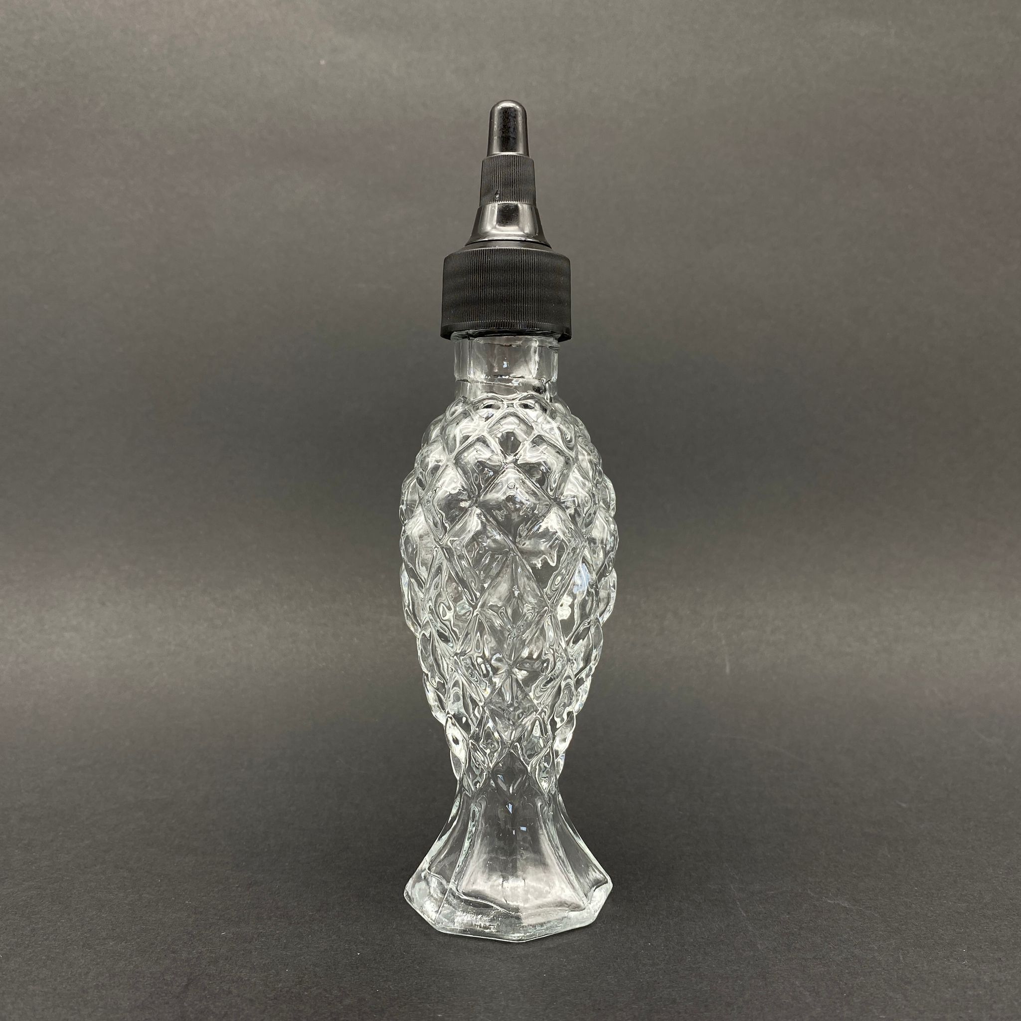 70 Cc Balık Sırtı Şişe - Siyah Asansör Kapaklı - 70 Ml Balık Sırtı Model Cam Şişe