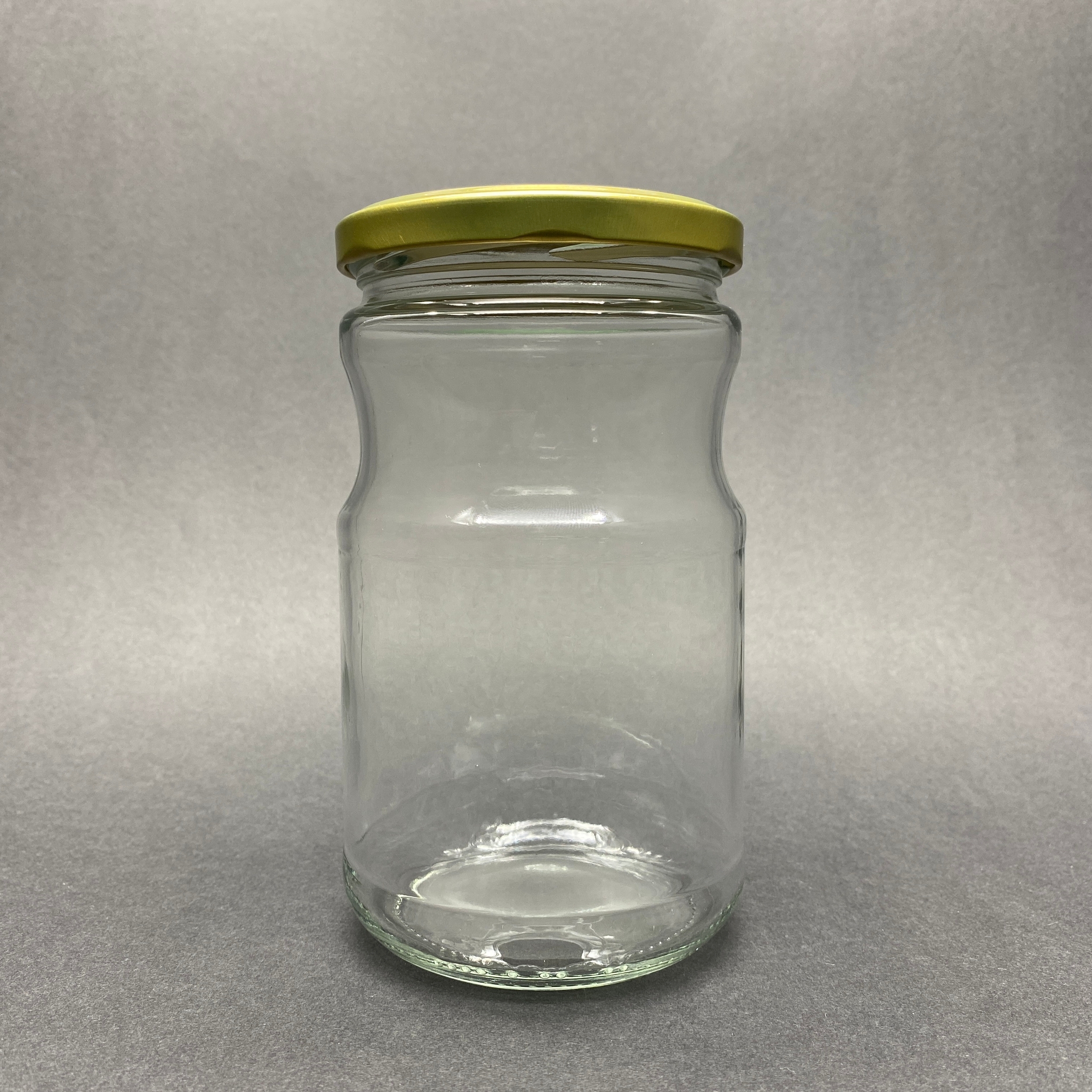 720 Cc Boğumlu Cam Kavanoz - Gold Metal Kapaklı - 720 Ml Cam Kavanoz