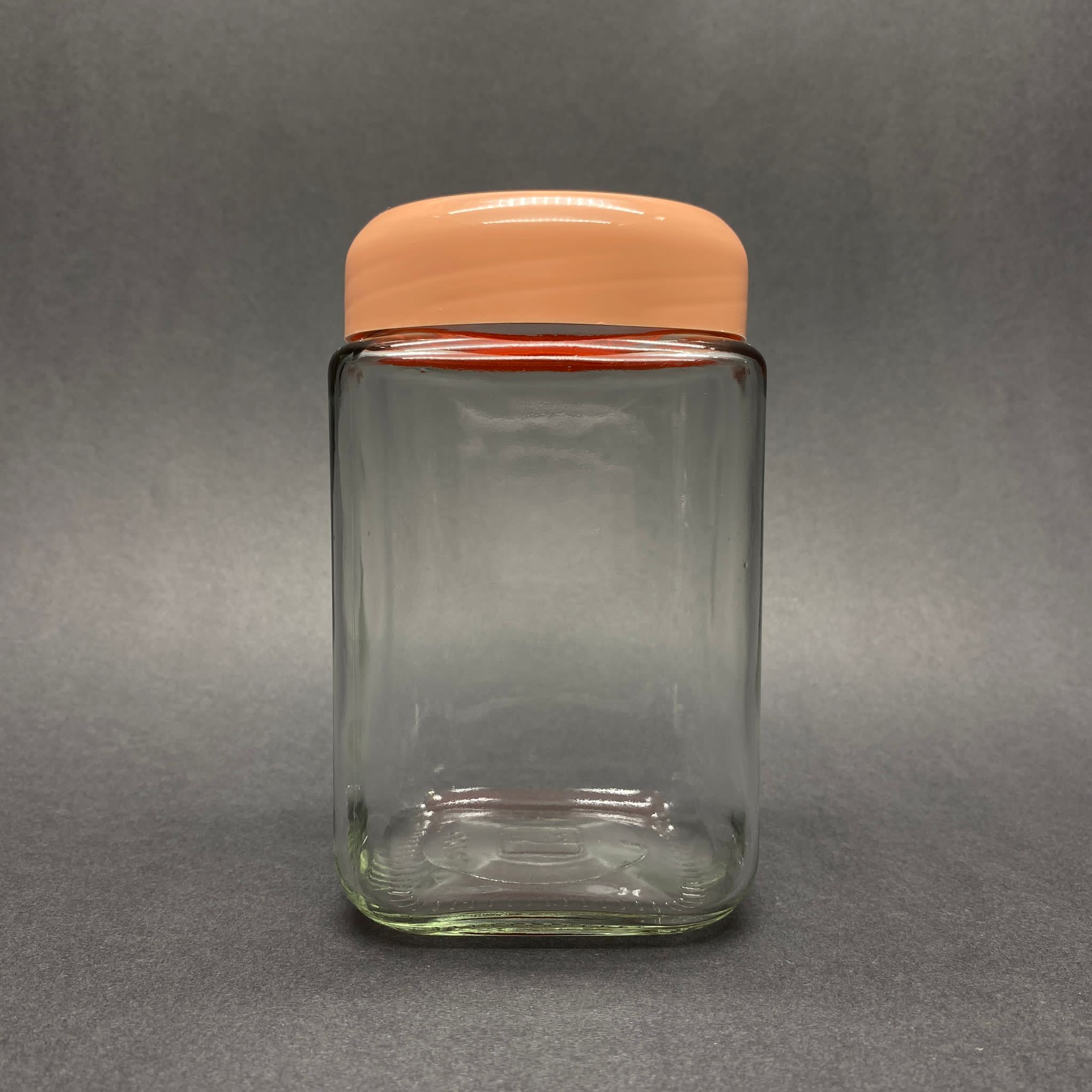 720 Cc Cam Kare Kavanoz - Pembe Plastik Kapaklı - 720 Ml Köşeli Cam Kavanoz