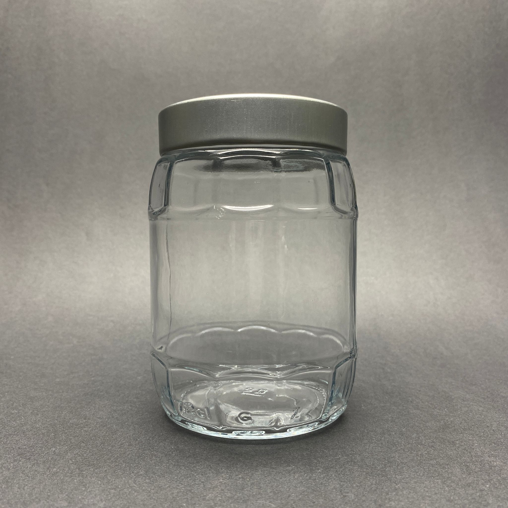 720 Cc Fıçı Cam Kavanoz - Derin Gümüş Lüks Metal Kapaklı - 720 Ml Bal Kavanozu