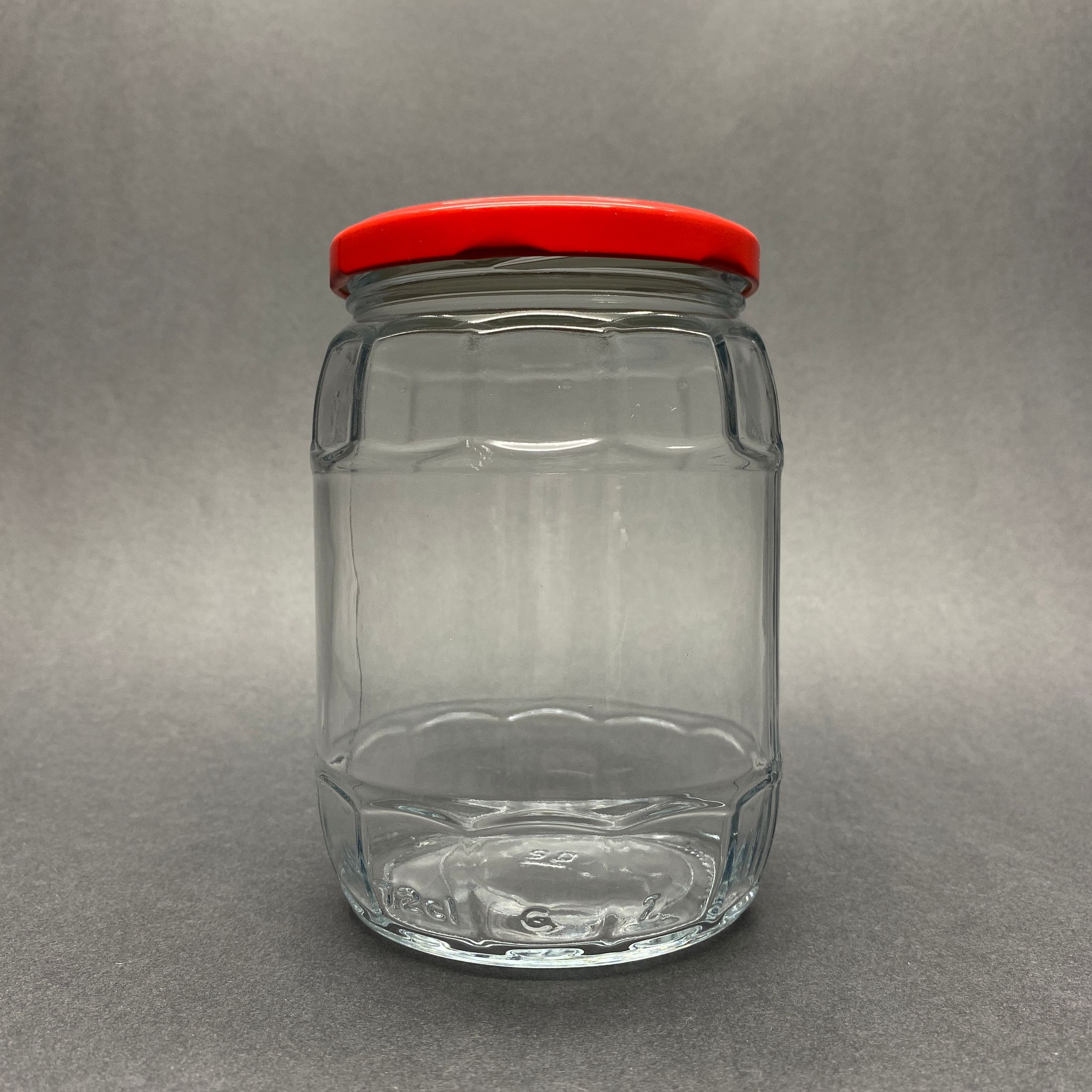 720 Cc Fıçı Cam Kavanoz - Kırmızı Metal Kapaklı - 720 Ml Bal Kavanozu