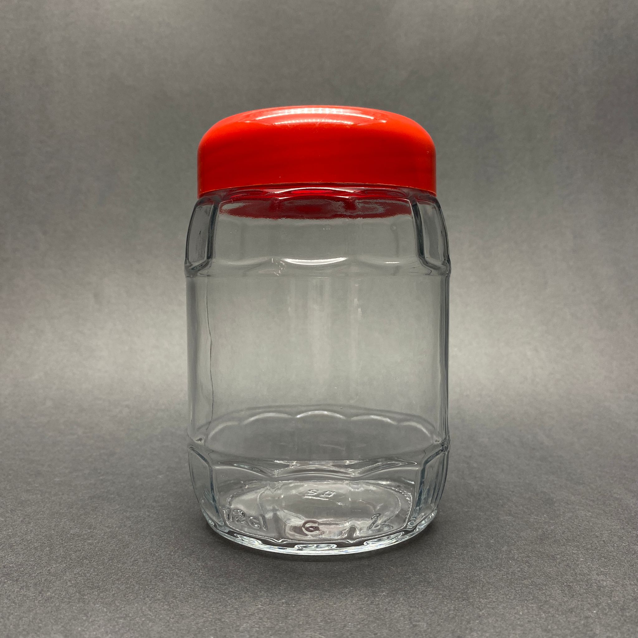 720 Cc Fıçı Cam Kavanoz - Kırmızı Plastik Kapaklı - 720 Ml Bal Kavanozu
