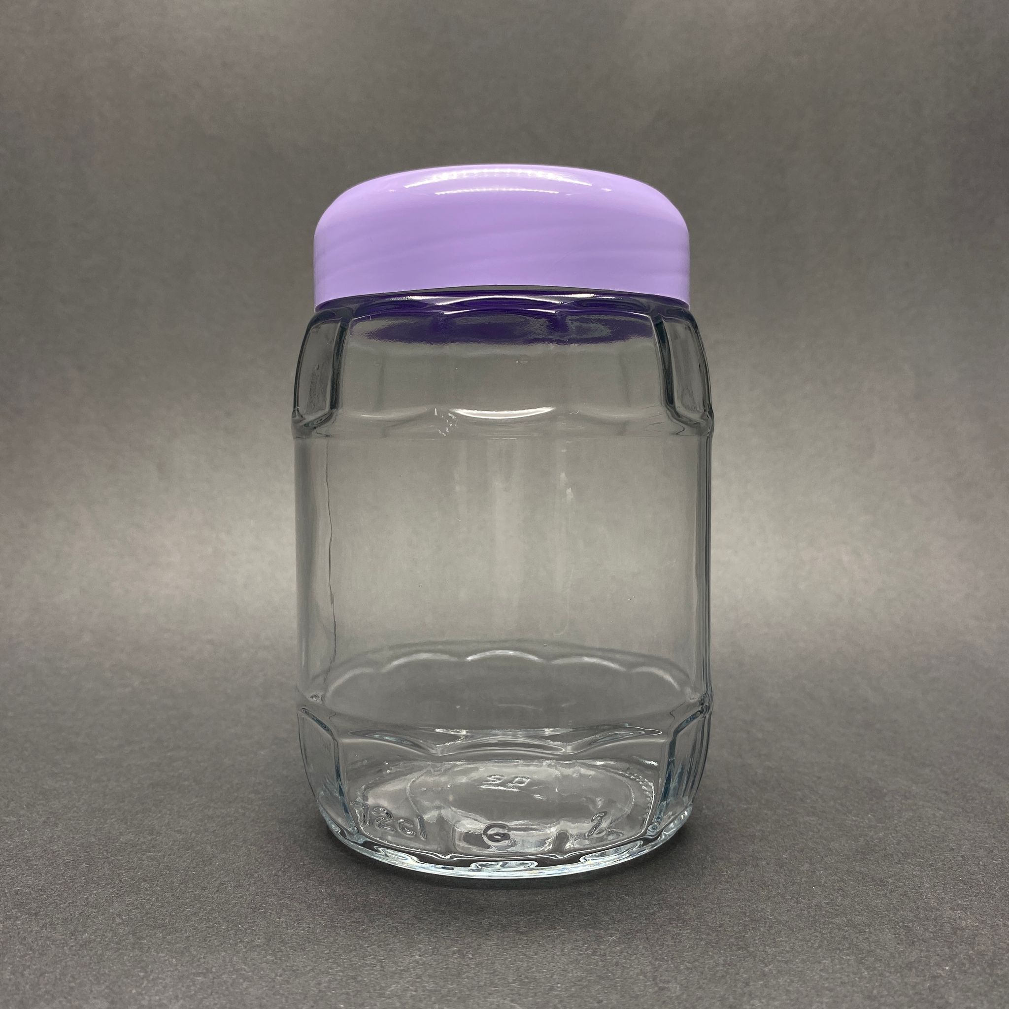 720 Cc Fıçı Cam Kavanoz - Lila Plastik Kapaklı - 720 Ml Bal Kavanozu