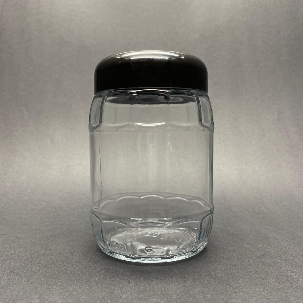 720 Cc Fıçı Cam Kavanoz - Siyah Plastik Kapaklı - 720 Ml Bal Kavanozu