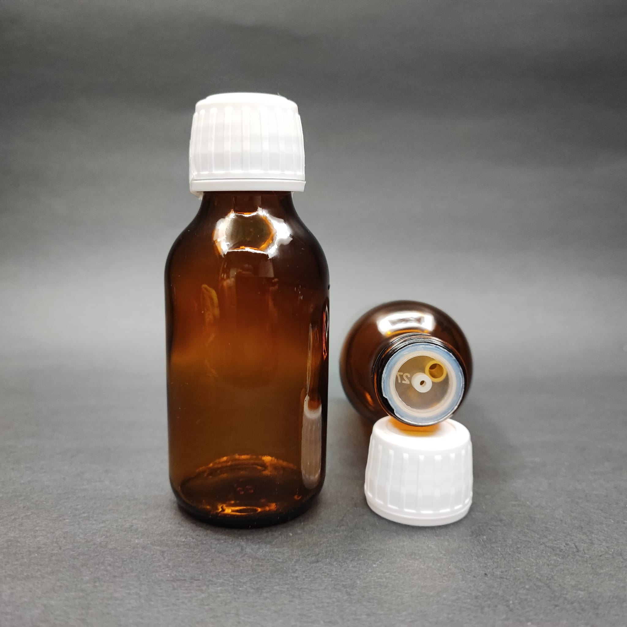 75 Ml Dolumu Kolay, Geniş Ağızlı İçten Damlalıklı Şişe (25 Mm Ağız)  - 75 Cc Beyaz Kilitli Damlalıklı Cam Ecza Şişesi - Amber Kahverengi