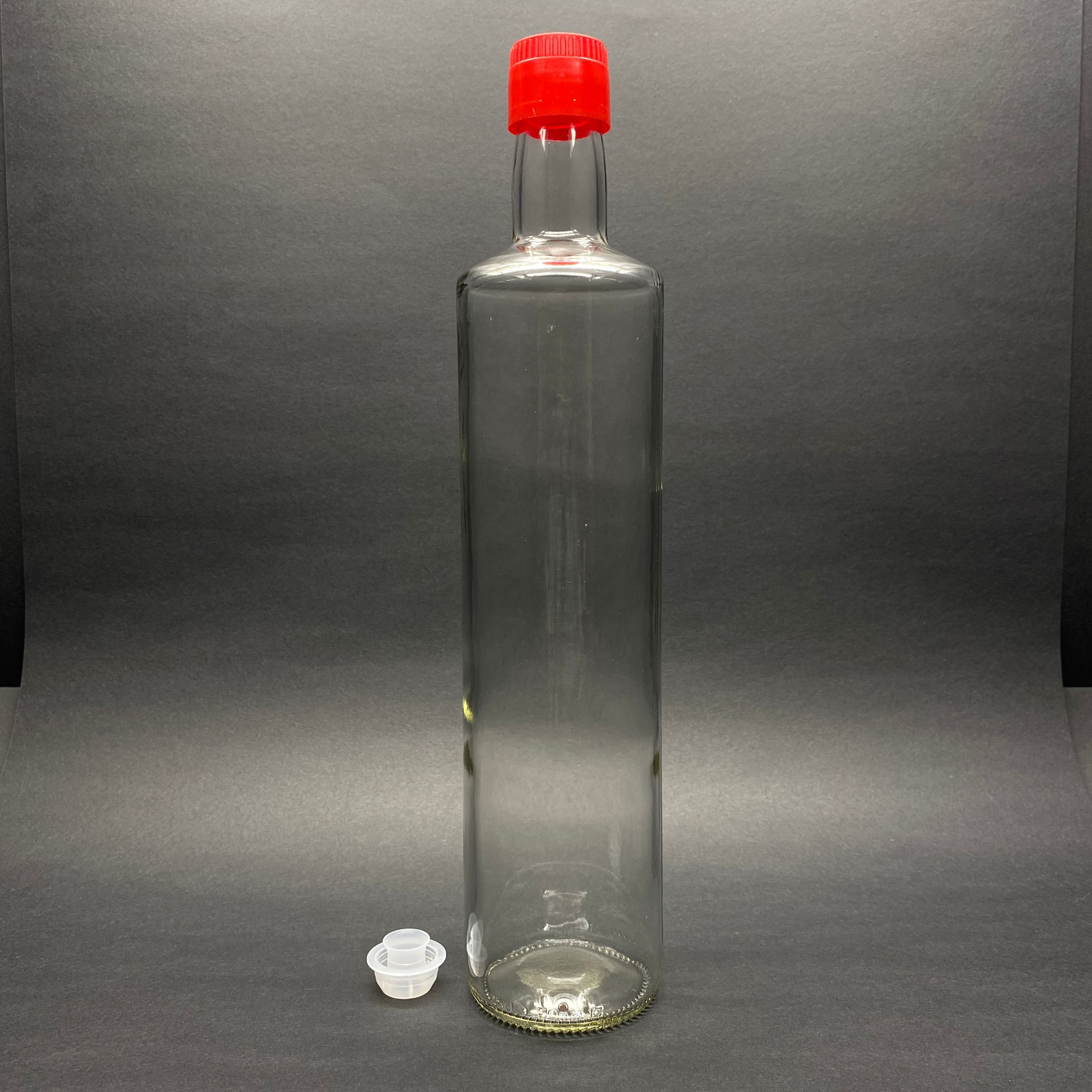 750 Cc Dorika Cam Şişe - Kırmızı Kilitli Drop - Stop Akıtıcılı Kapaklı - 750 Ml Şeffaf Dorika Şişe