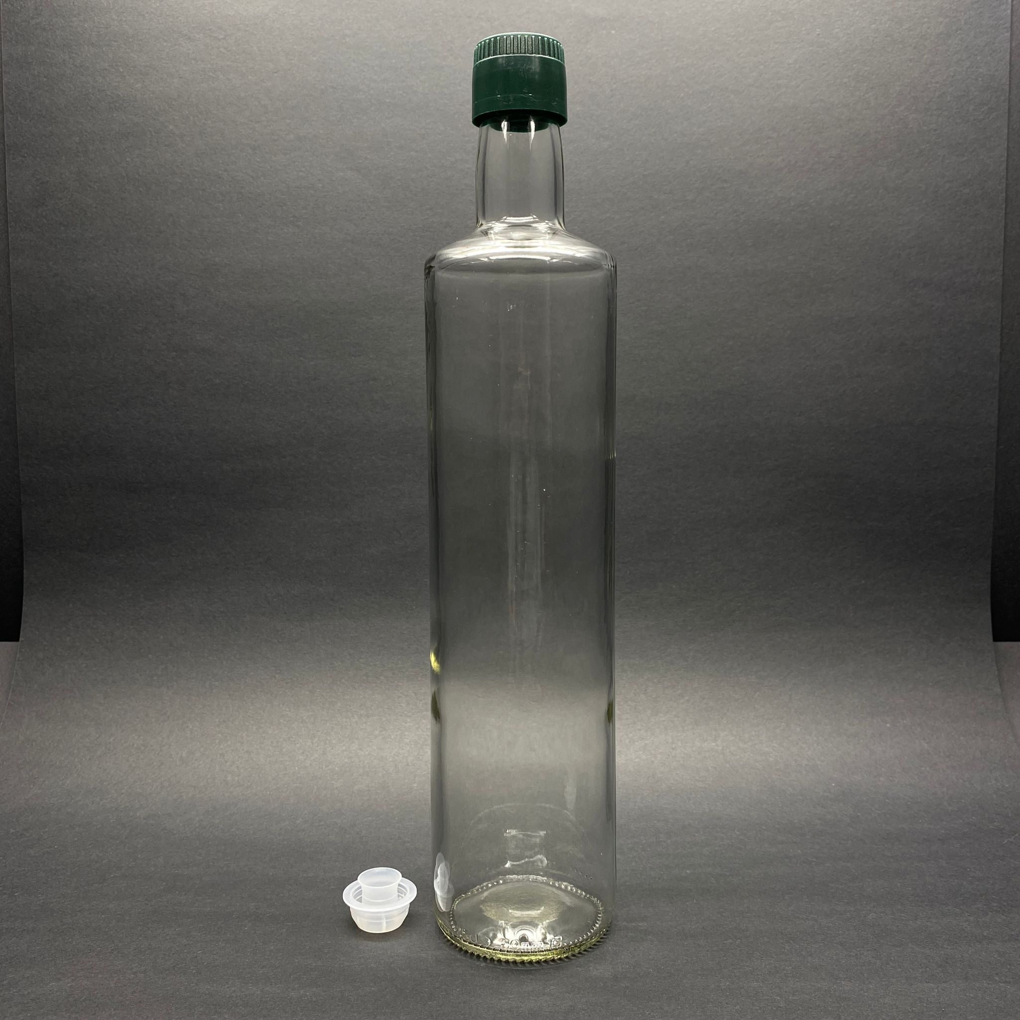 750 Cc Dorika Cam Şişe - Yeşil Kilitli Drop - Stop Akıtıcılı Kapaklı - 750 Ml Şeffaf Dorika Şişe