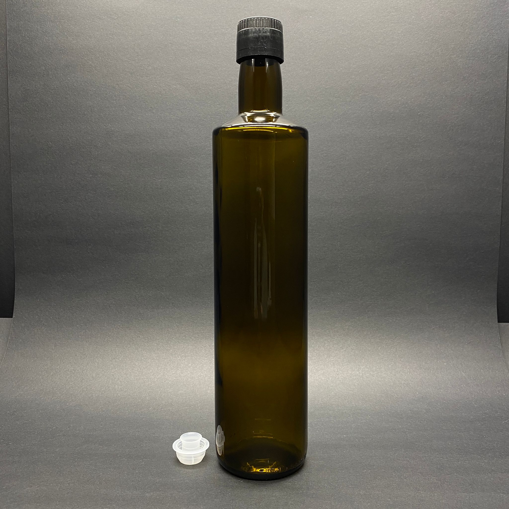 750 Cc Dorika Yeşil Cam Şişe - Kilitli Siyah Drop Stop Akıtıcılı Plastik Kapaklı - 750 Ml Silindir Yağ Şişesi - Sirke Şişesi