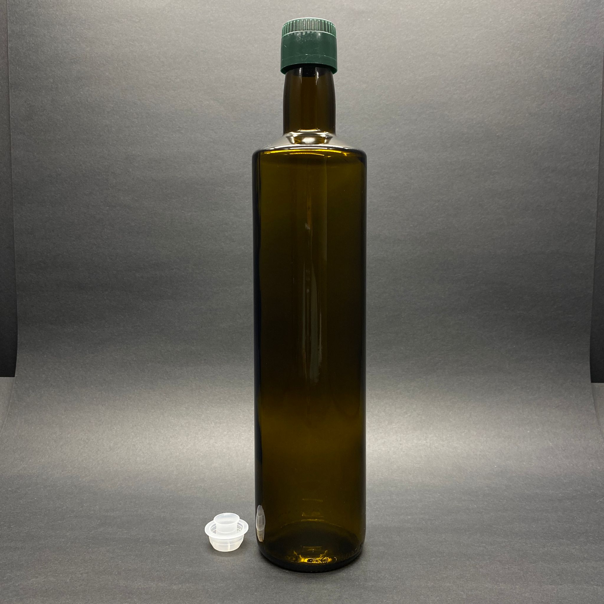 750 Cc Dorika Yeşil Cam Şişe - Kilitli Yeşil Drop Stop Akıtıcılı Plastik Kapaklı - 750 Ml Silindir Yağ Şişesi - Sirke Şişesi