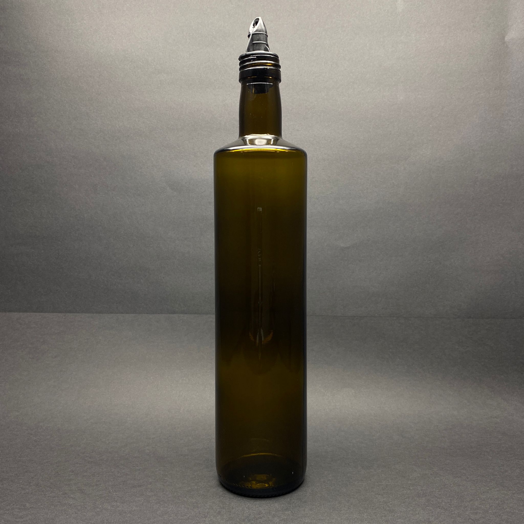 750 Cc Dorika Yeşil Cam Şişe - Siyah Yağdanlık Tıpalı  - 750 Ml Silindir Köşeli Yağlık Sirkelik