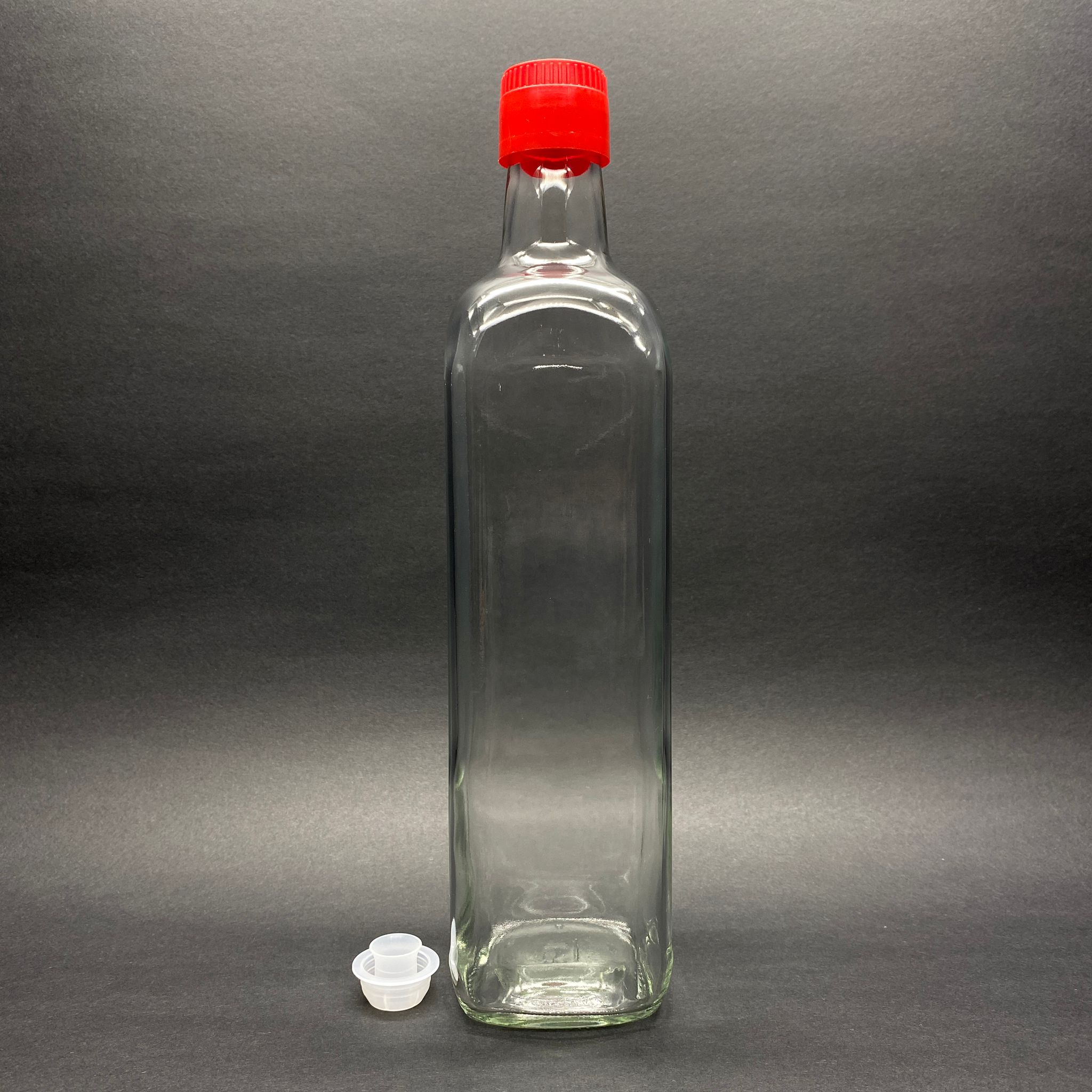 750 Cc Maraska Cam Şişe - Kilitli Kırmızı Akıtıcılı Drop - Stop Kapaklı - 750 Ml Köşeli Yağ Şişesi - Sirke Şişesi - 0.75 Lt Maraska Köşeli Şeffaf Cam Şişe