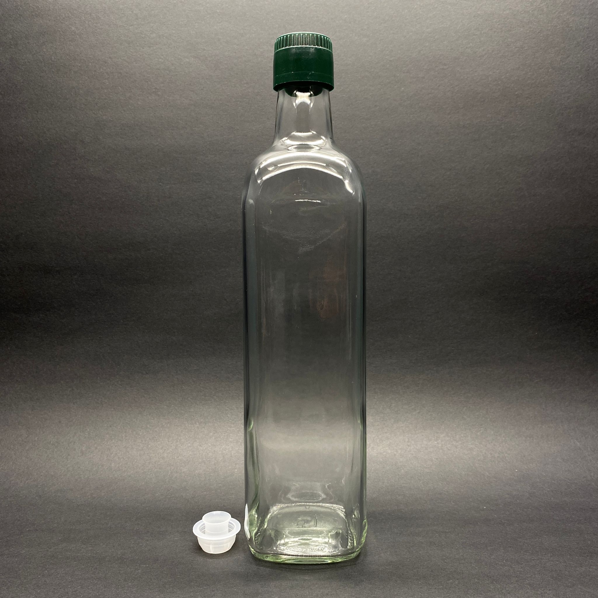 750 Cc Maraska Cam Şişe - Kilitli Yeşil Akıtıcılı Drop - Stop Kapaklı - 750 Ml Köşeli Yağ Şişesi - Sirke Şişesi - 0.75 Lt Maraska Köşeli Şeffaf Cam Şişe